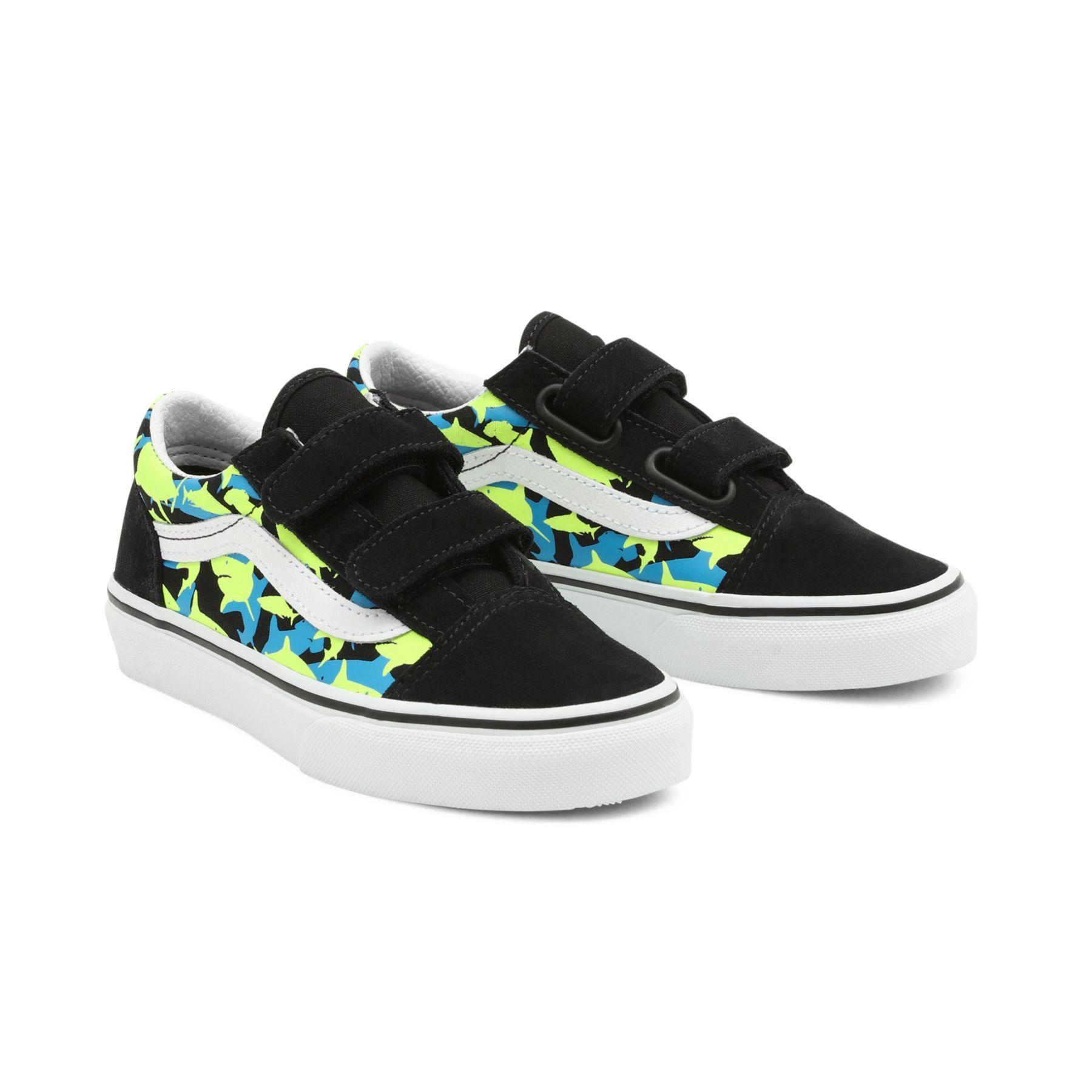 Vans Glow Sharks Old Skool Kinderschoenen Met Klittenband in het Zwart |  Lyst NL