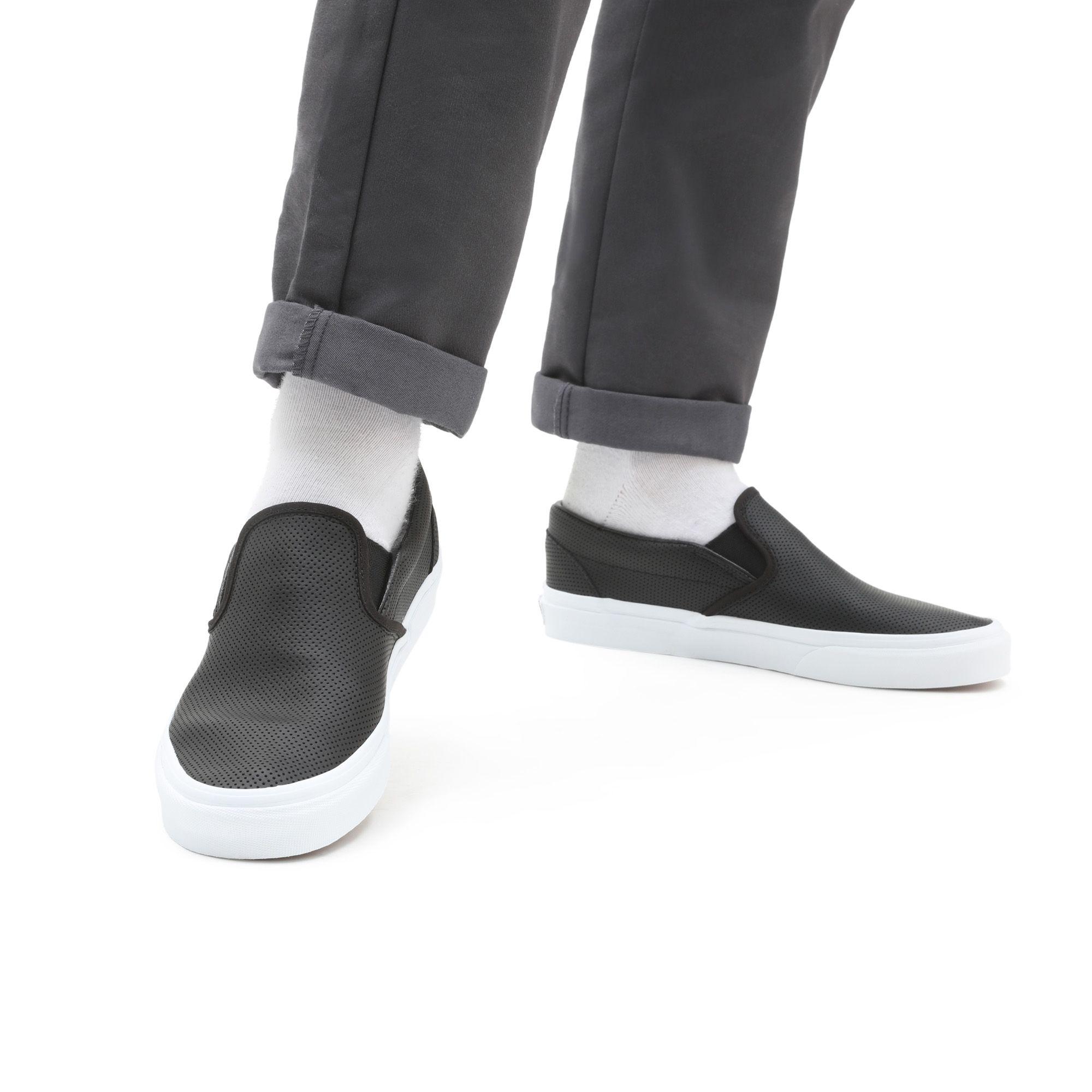 Zapatillas De Cuero Perf Classic Slip-on Vans de color Negro | Lyst