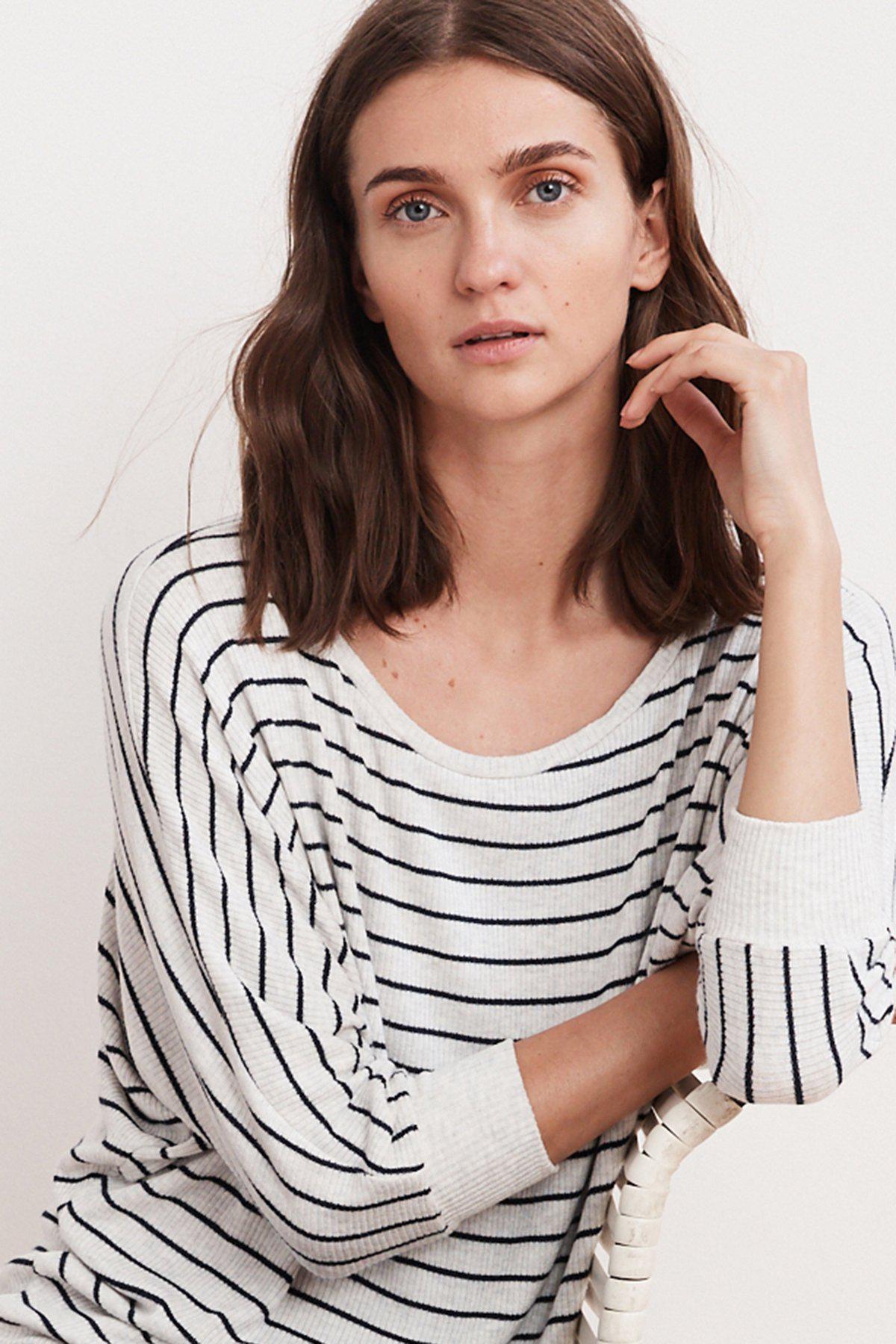 Velvet by Graham /& Spencer Womens Candida Rib Stripe Top