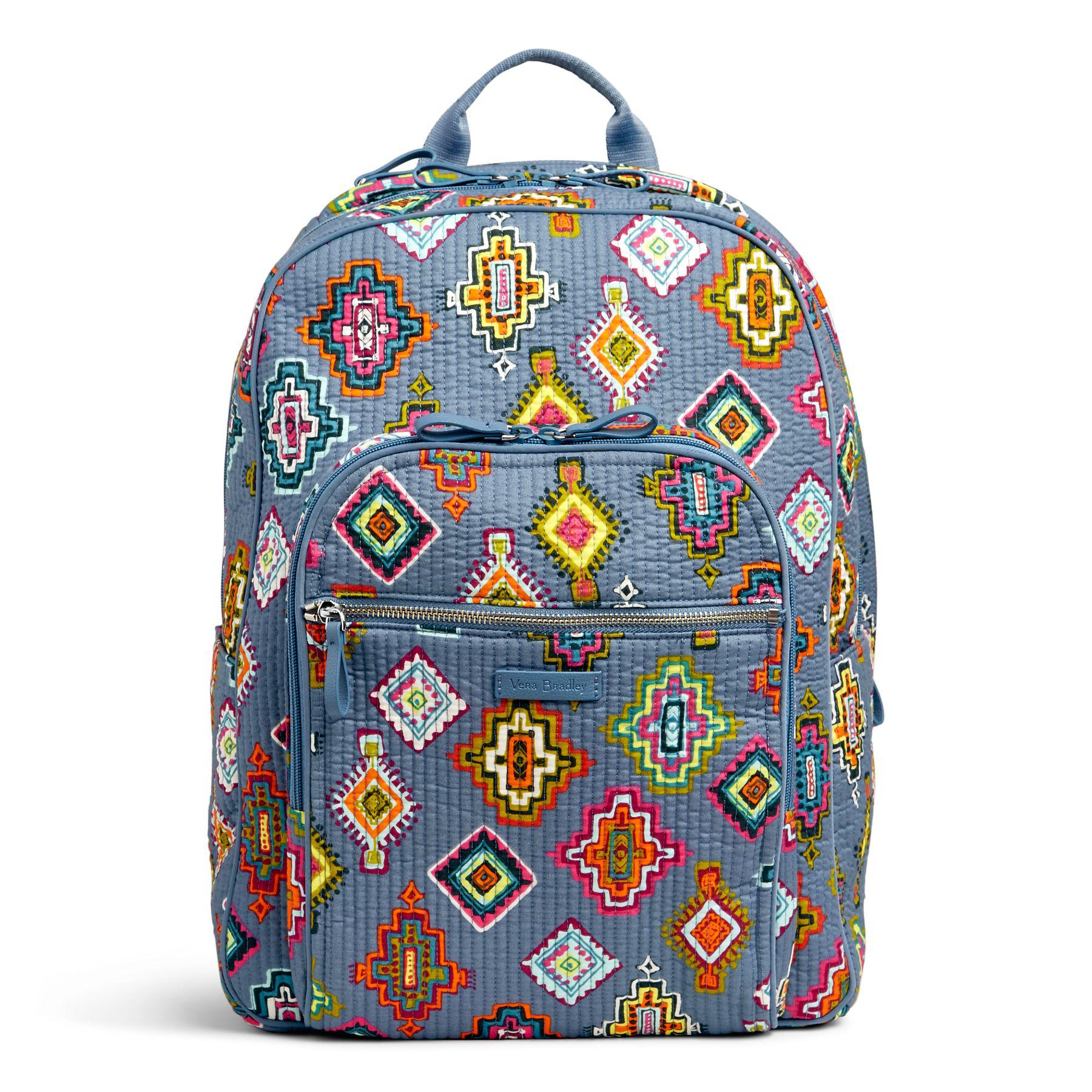 Vera Bradley Cotton Iconic Deluxe Campus Backpack in Blue - Lyst