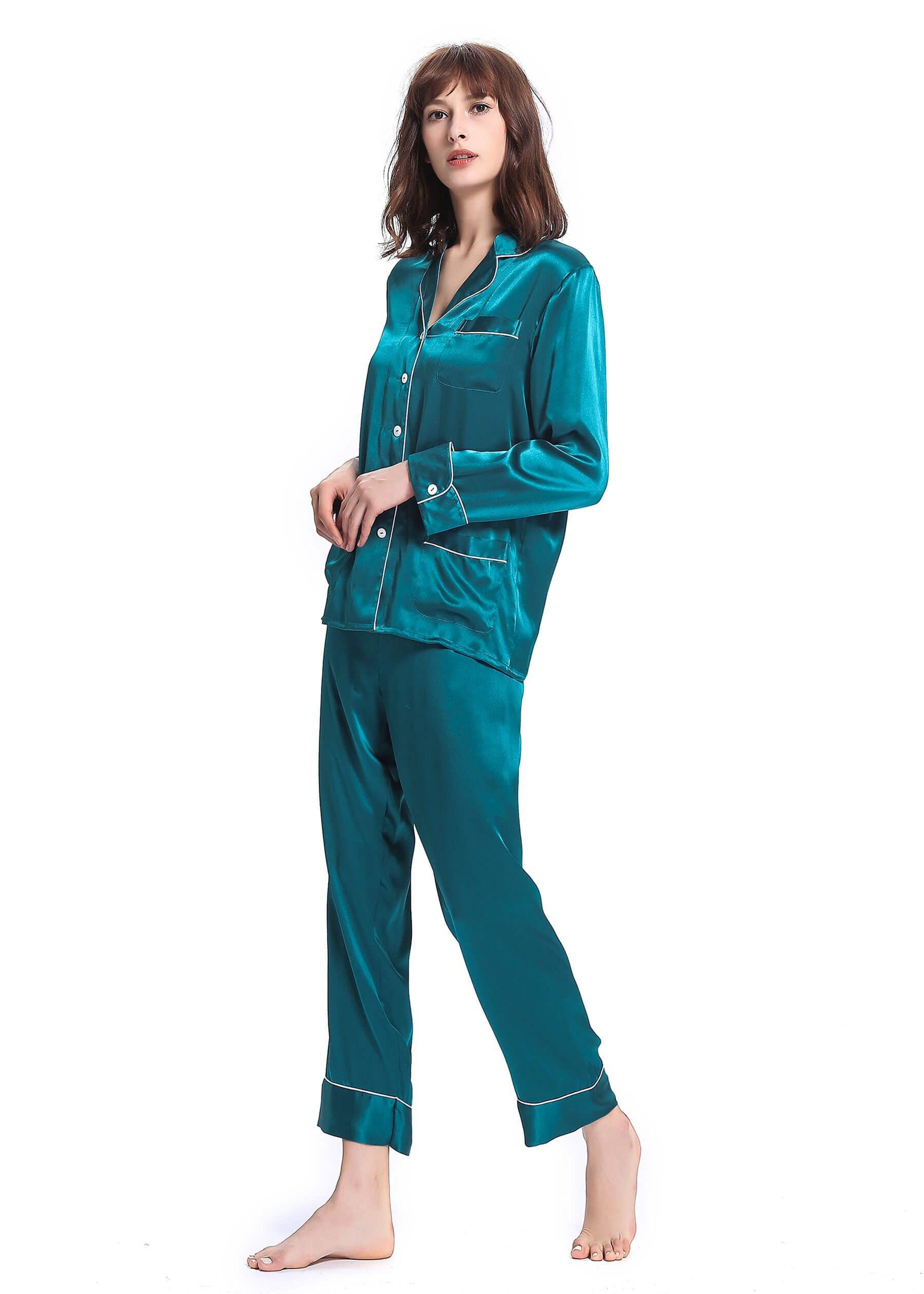 LILYSILK 22 Momme Chic Trimmed Silk Pajamas Set in Blue | Lyst