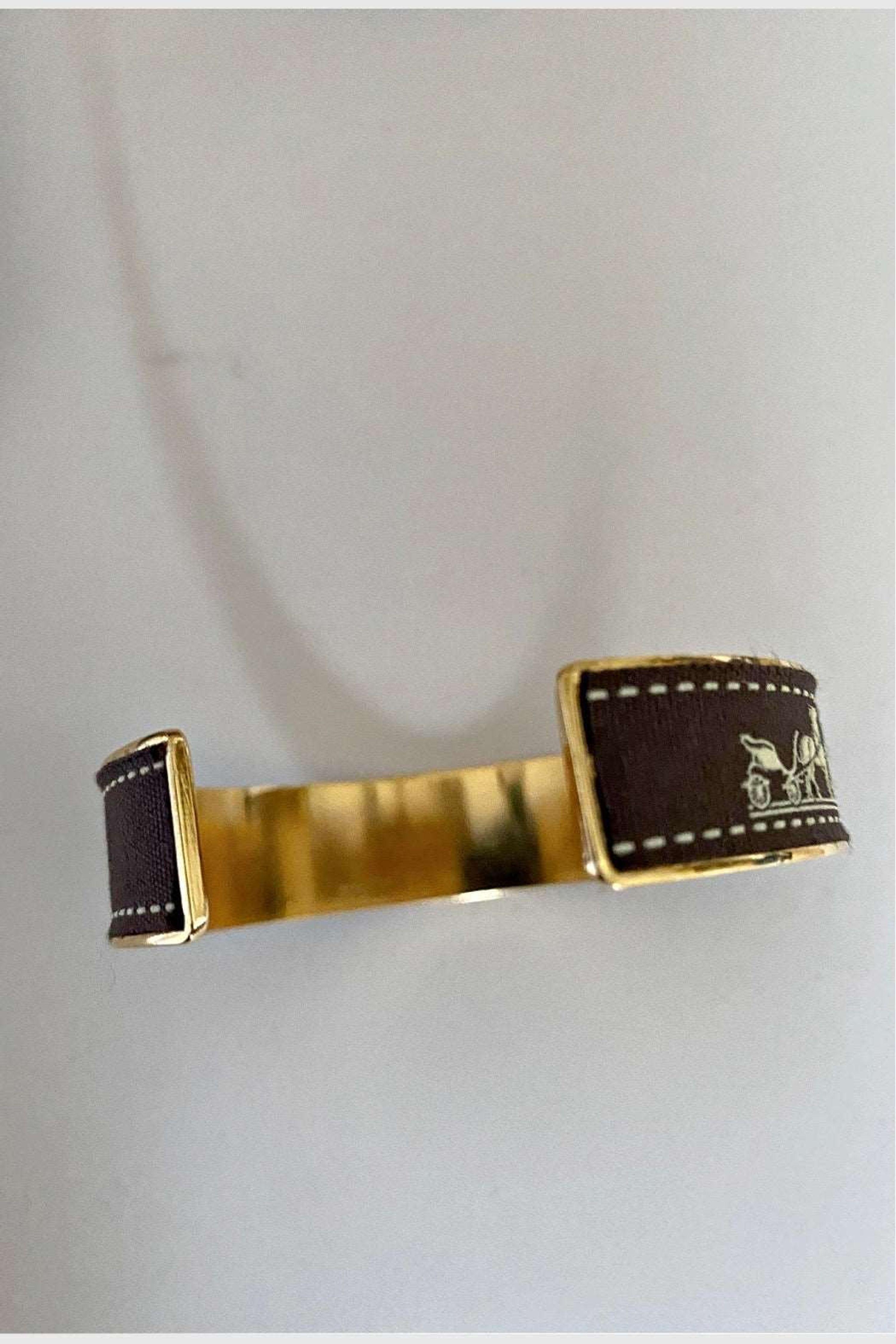 Louis Vuitton Designer Ribbon Upcycled Thin Cuff Bracelet