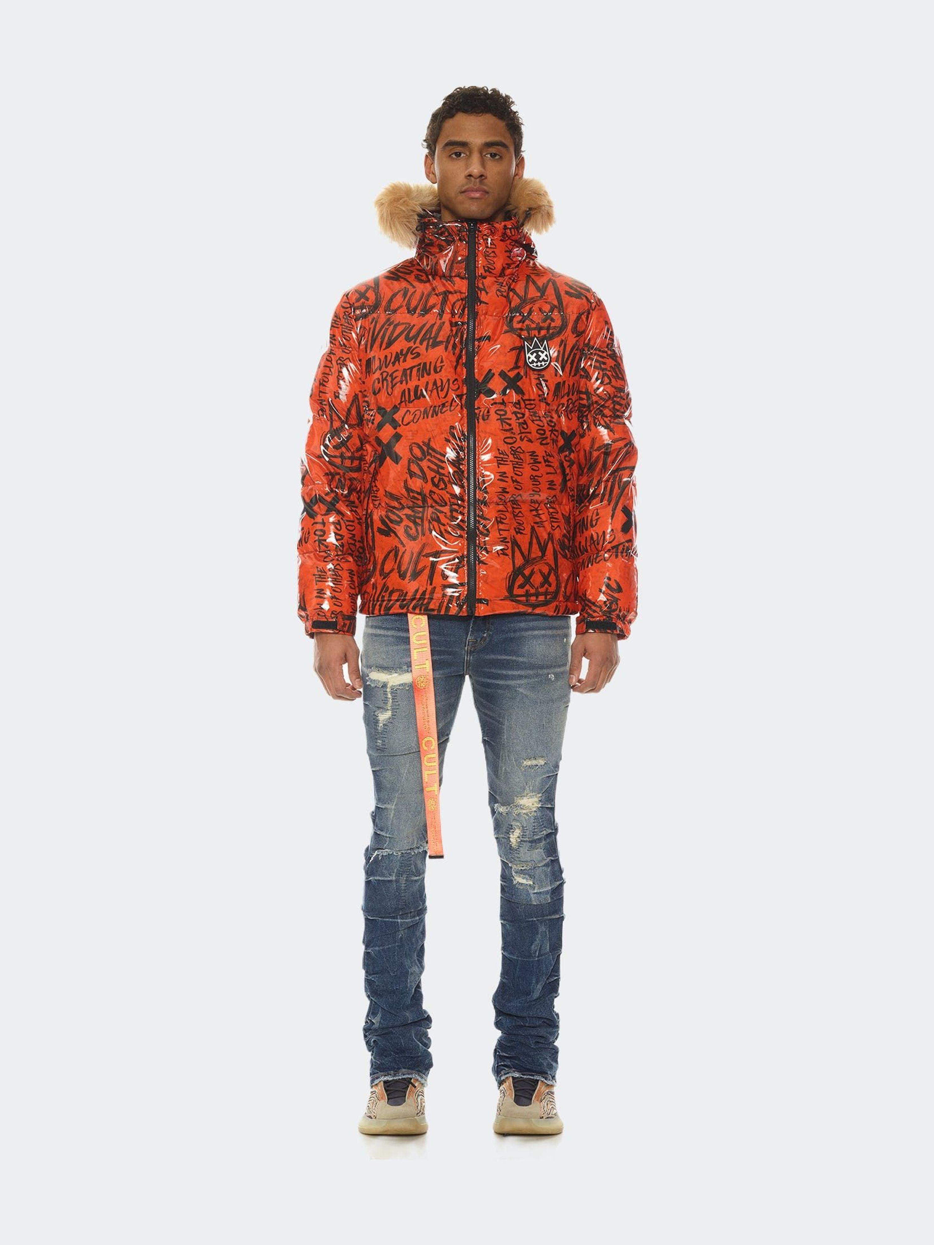 Cult Of Individuality Duck Down Puffer Jacket With Faux Fur Hood in Red for Men Lyst