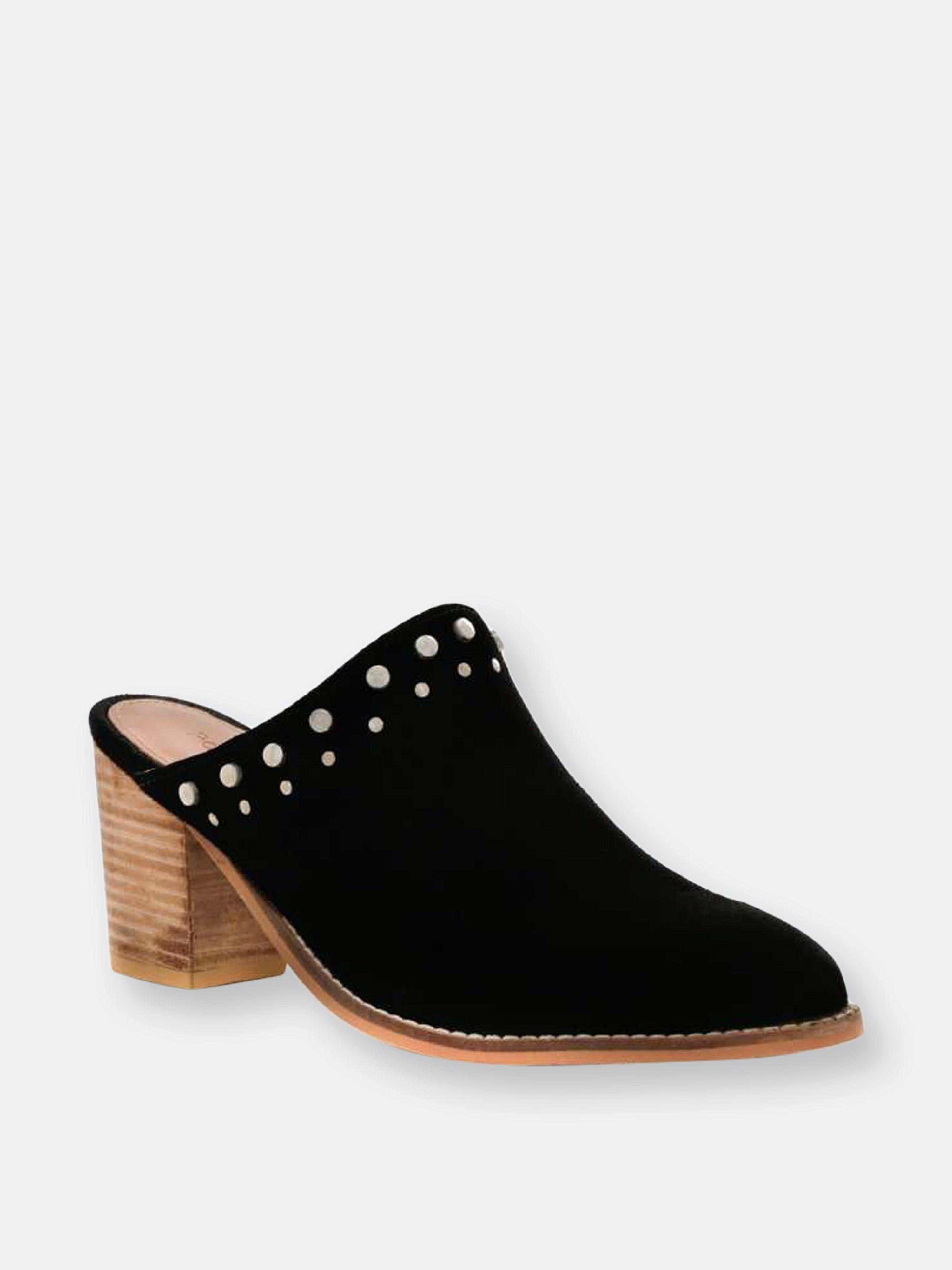 Rag & Co Leslie Stacked Heel Mules in Black Lyst