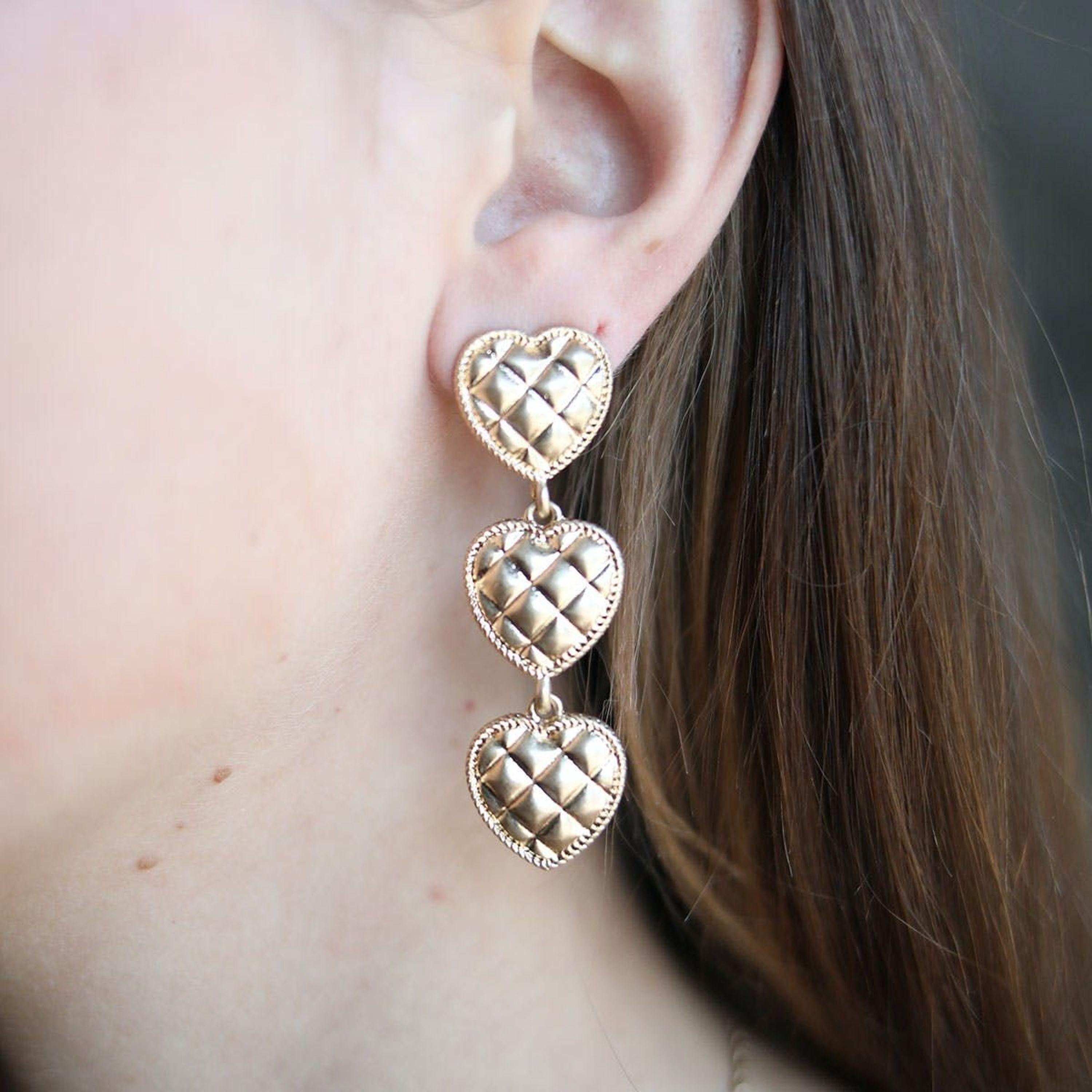 silver chanel logo earrings
