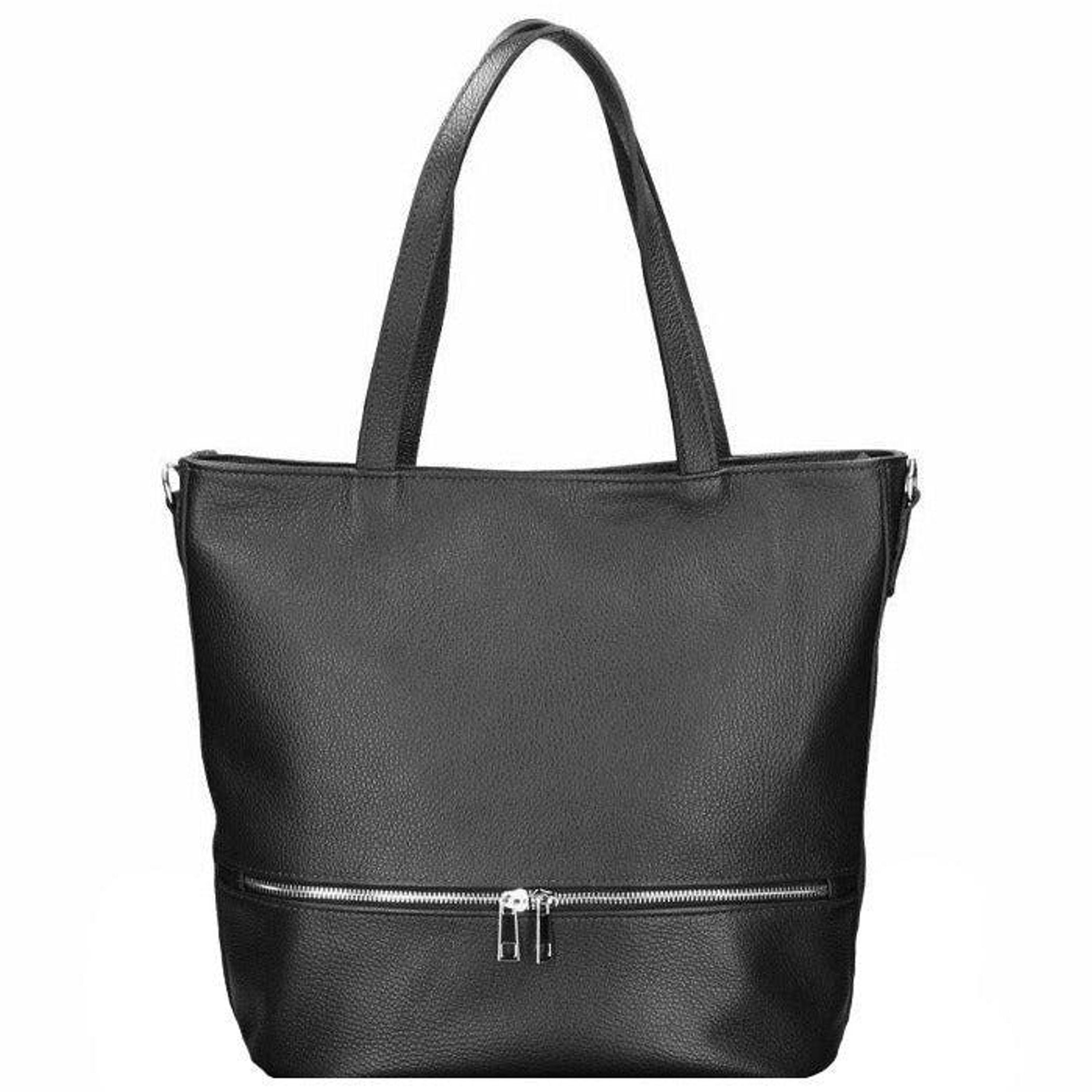 Sostter Black Zip Front Leather Tote | Lyst