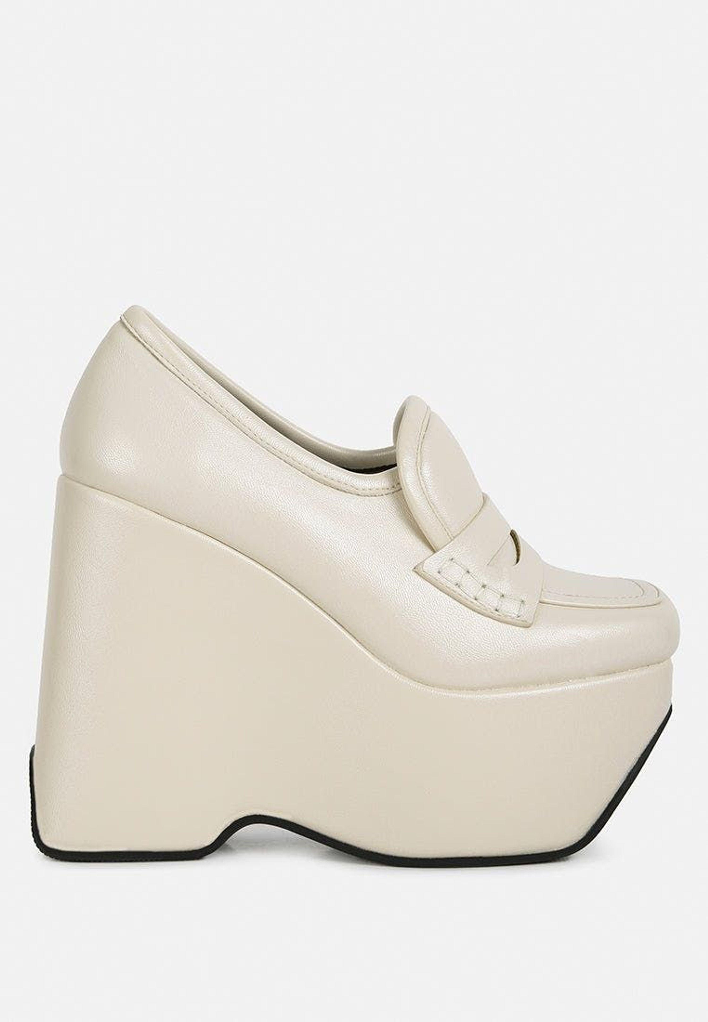 platform wedge loafers
