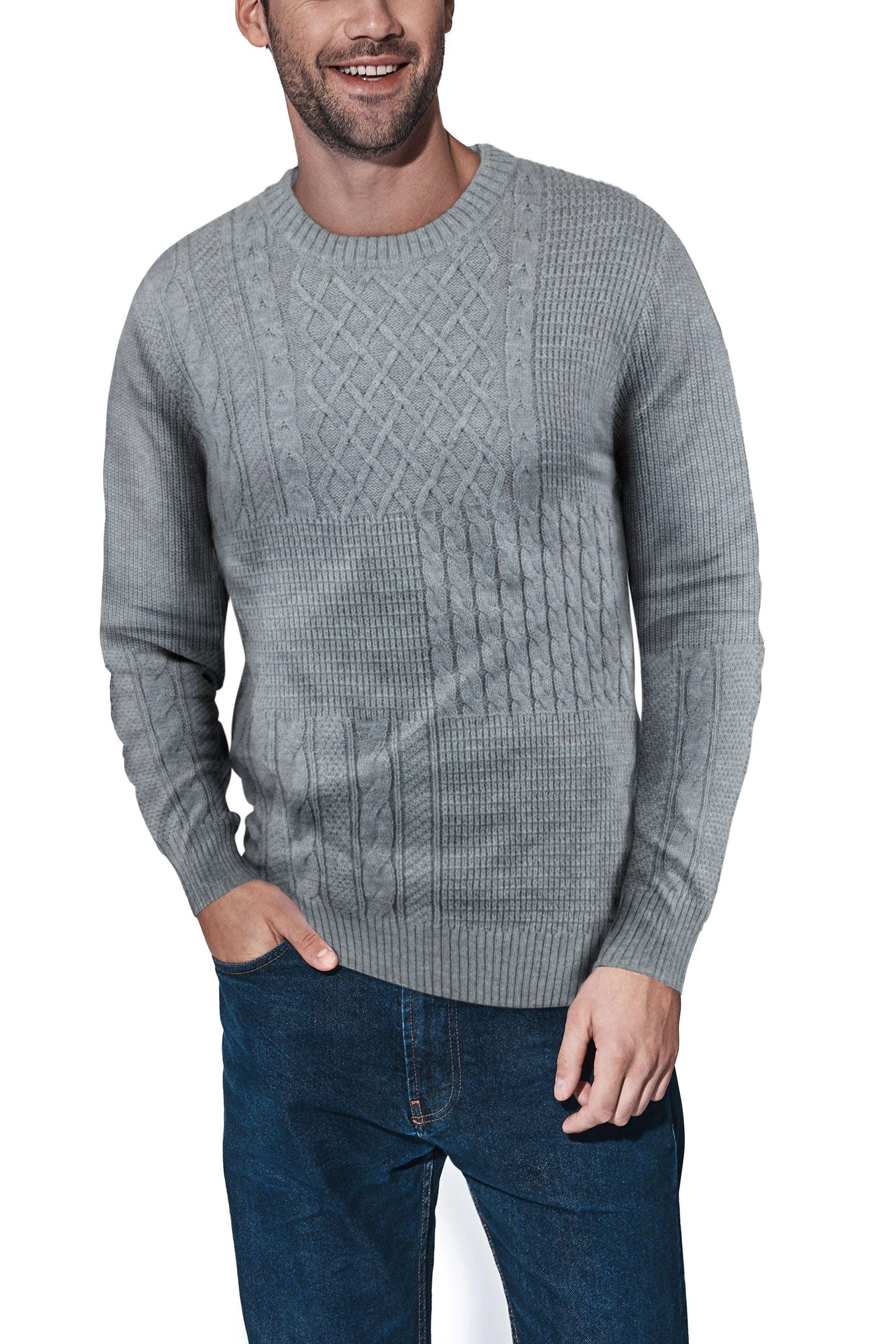Xray Jeans Cable Knit Mixed Texture Sweater in Gray for Men Lyst