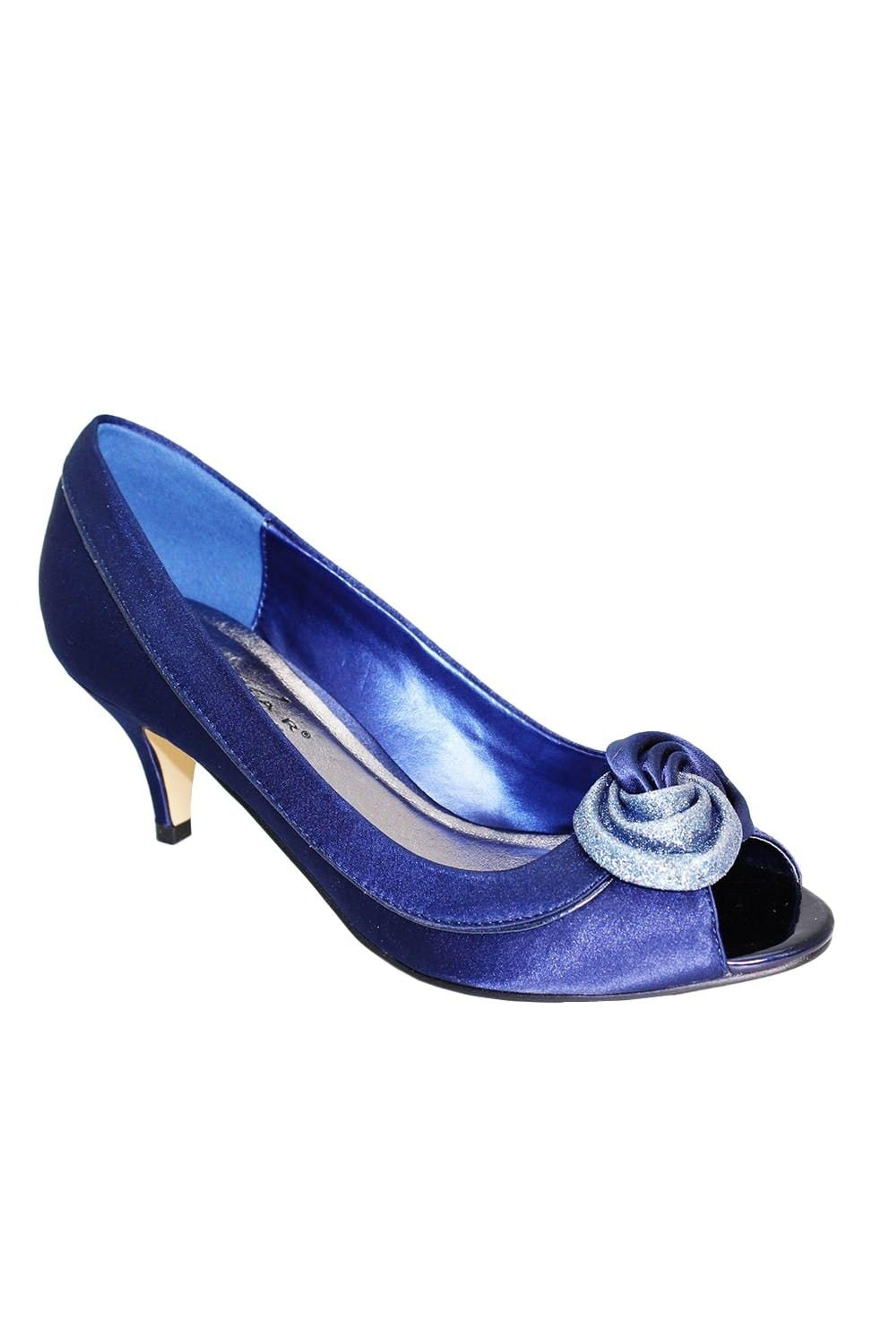 navy satin court shoes