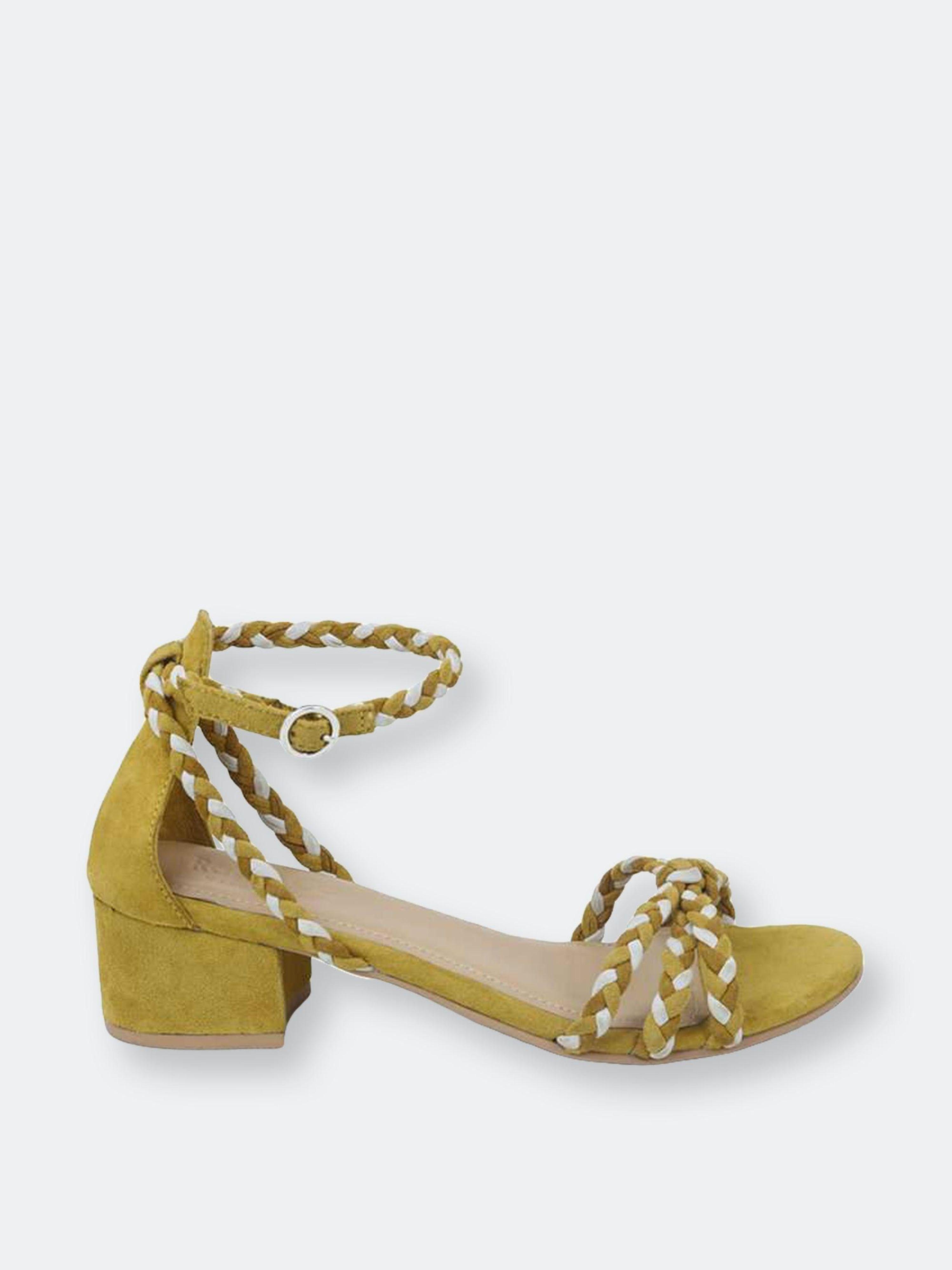 Rag & Co Candance Mustard Block Heel Sandal in Metallic Lyst