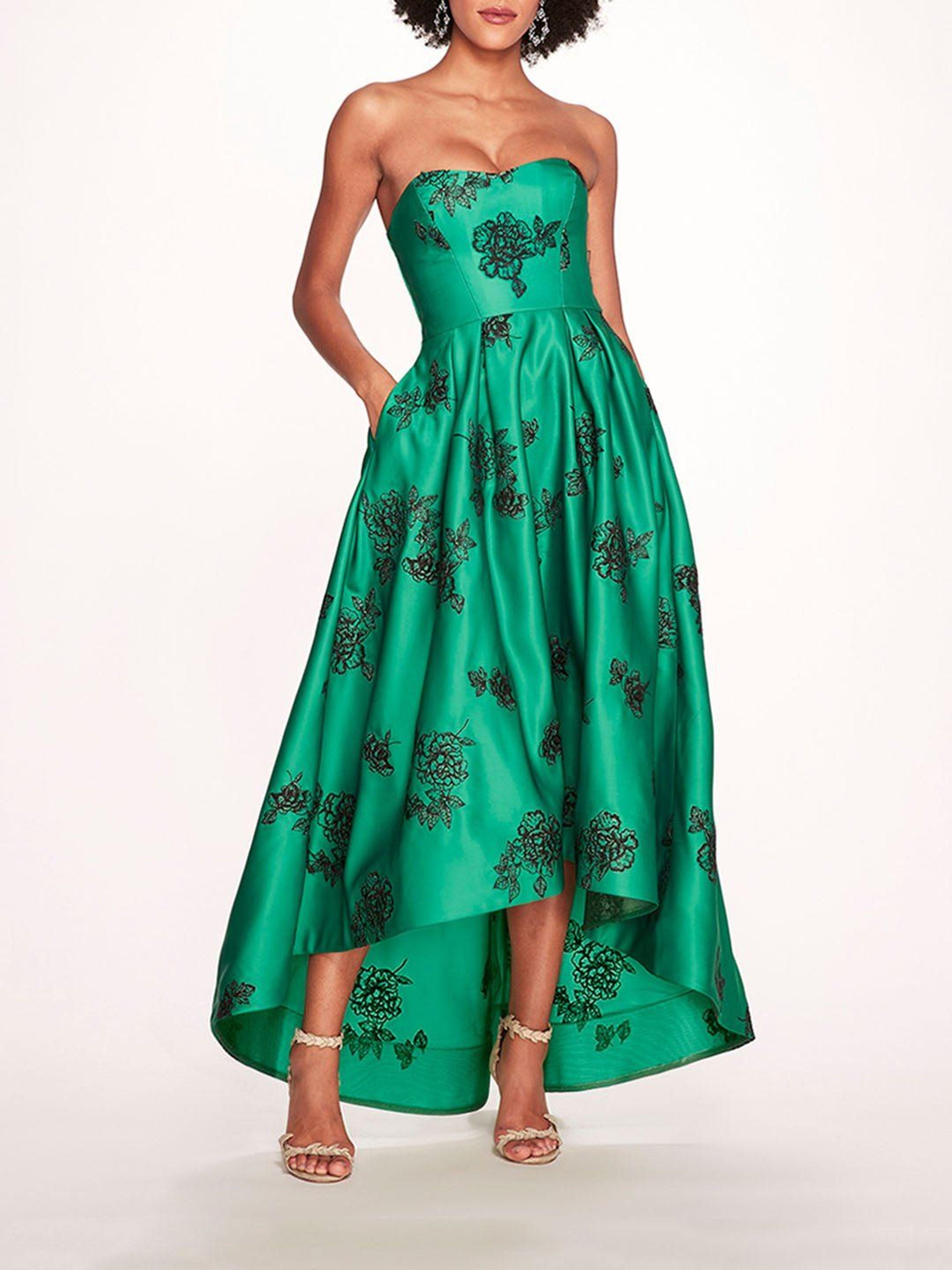 Marchesa notte Strapless Marigold Gown in Green | Lyst