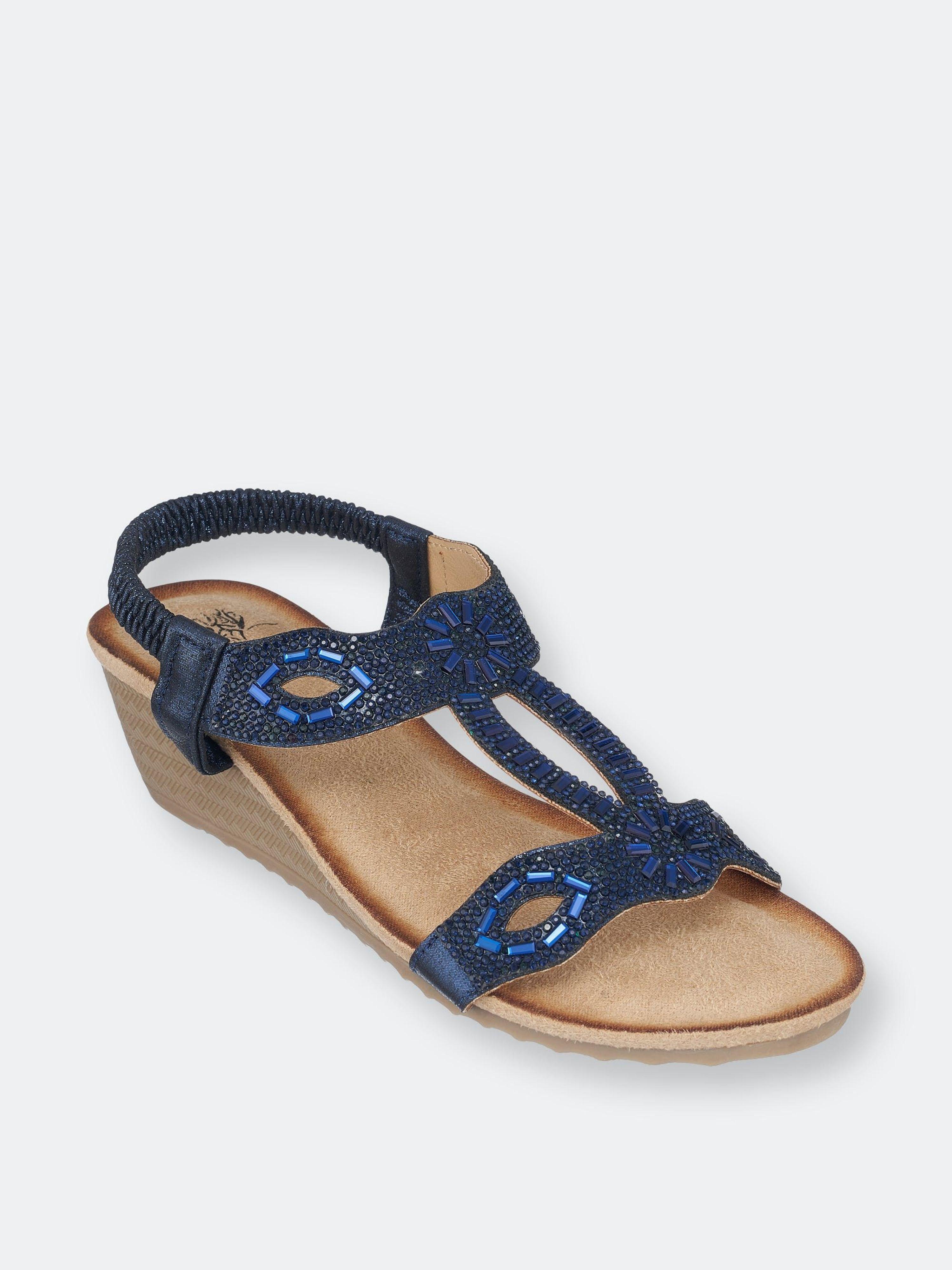Gc Shoes Pelle Blue Wedge Sandals Lyst