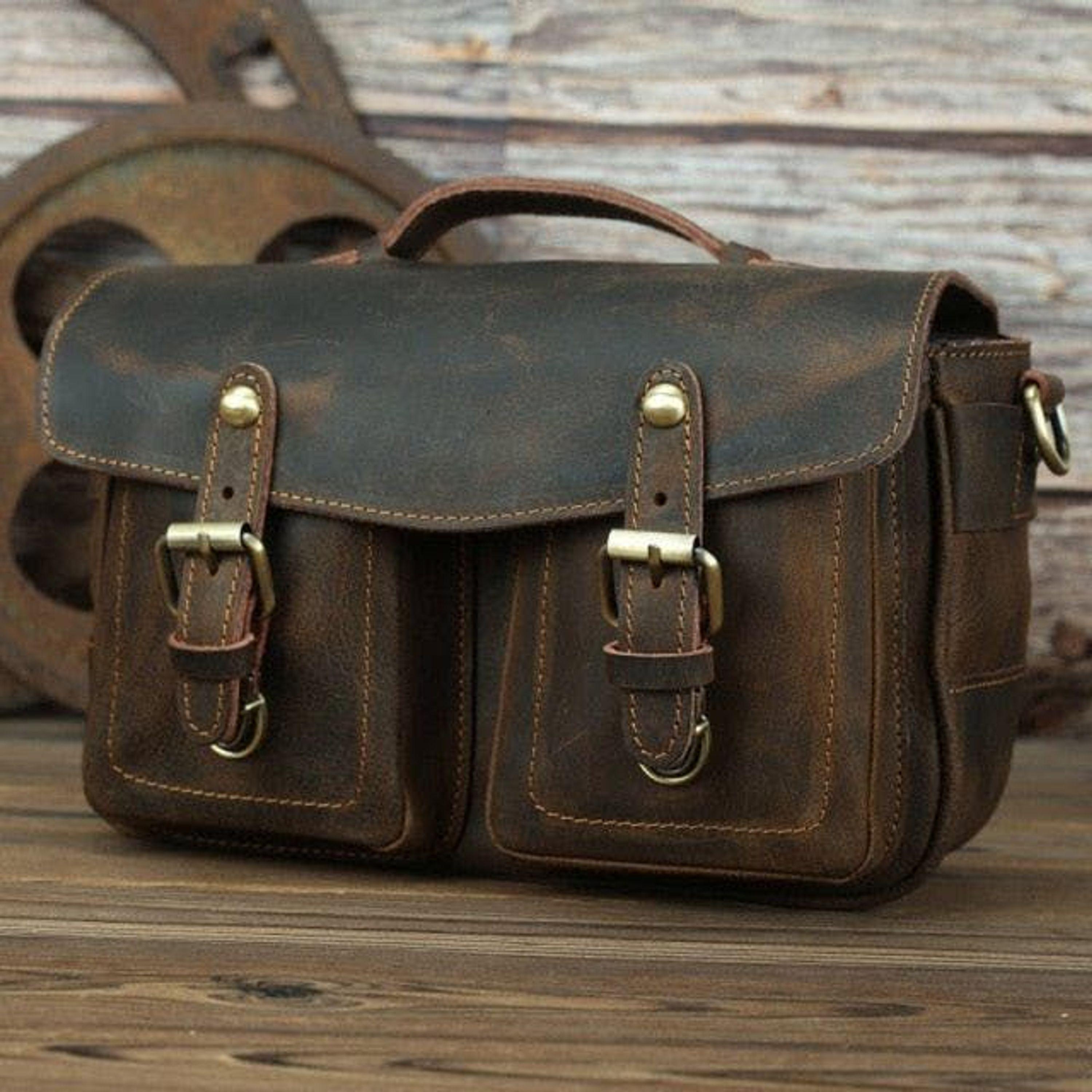 Steel Horse Leather The Faust Leather Crossbody Vintage Camera Messenger Bag  in Brown | Lyst