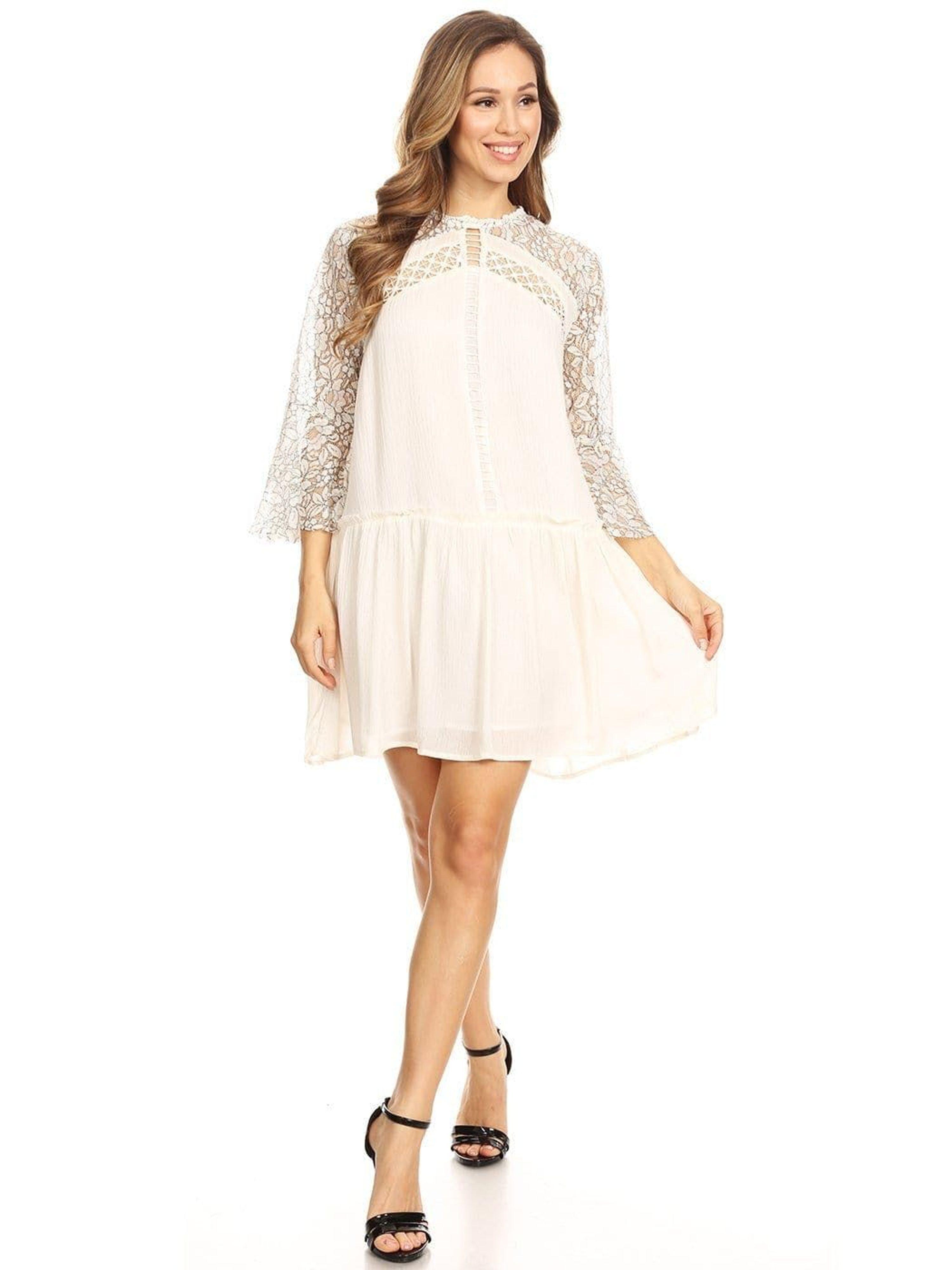 anna-kaci Plus Size White Floral Print Swing Dress With Square