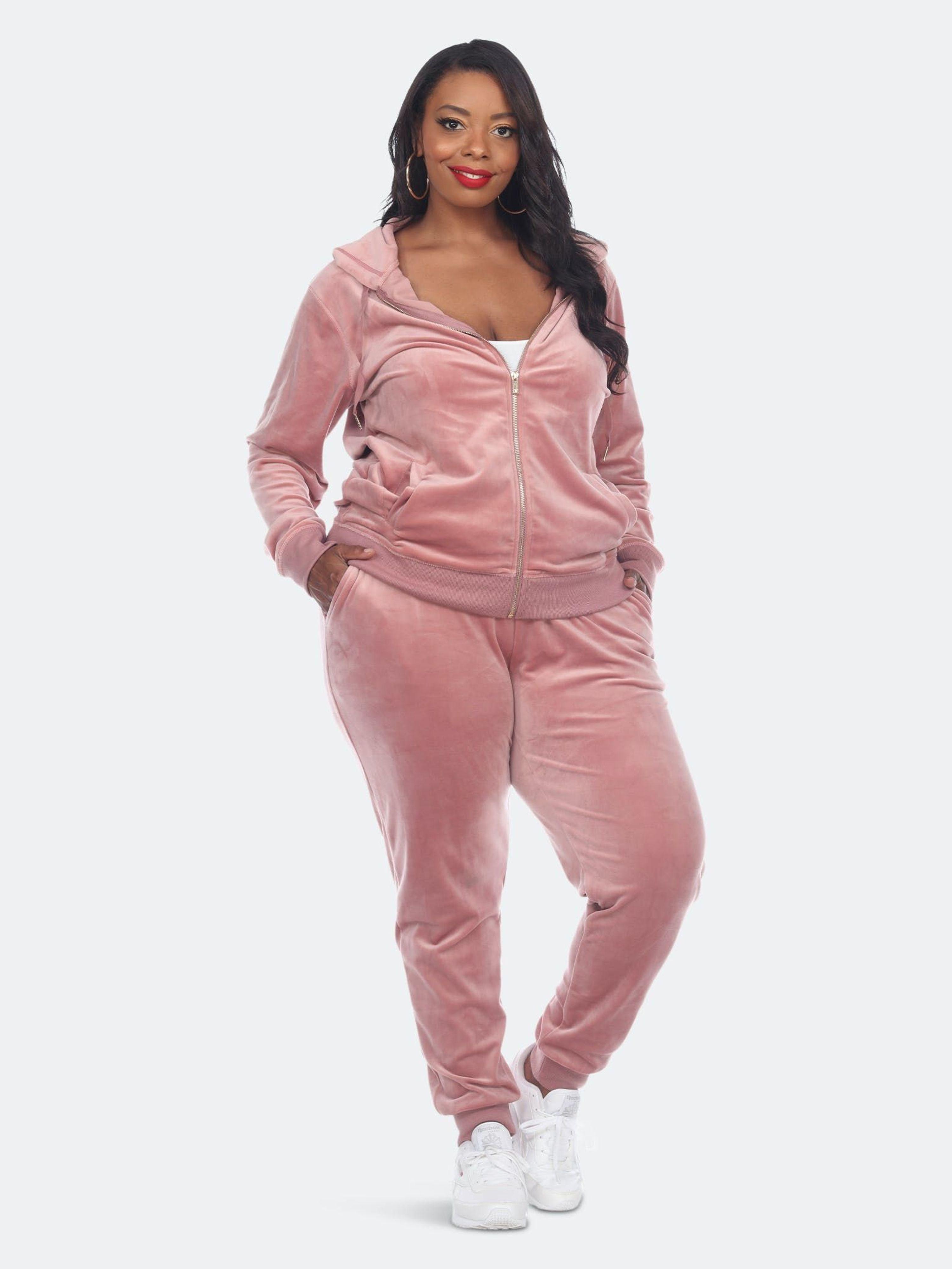 White Mark Plus Size 2 Piece Velour Tracksuit Set in Pink | Lyst