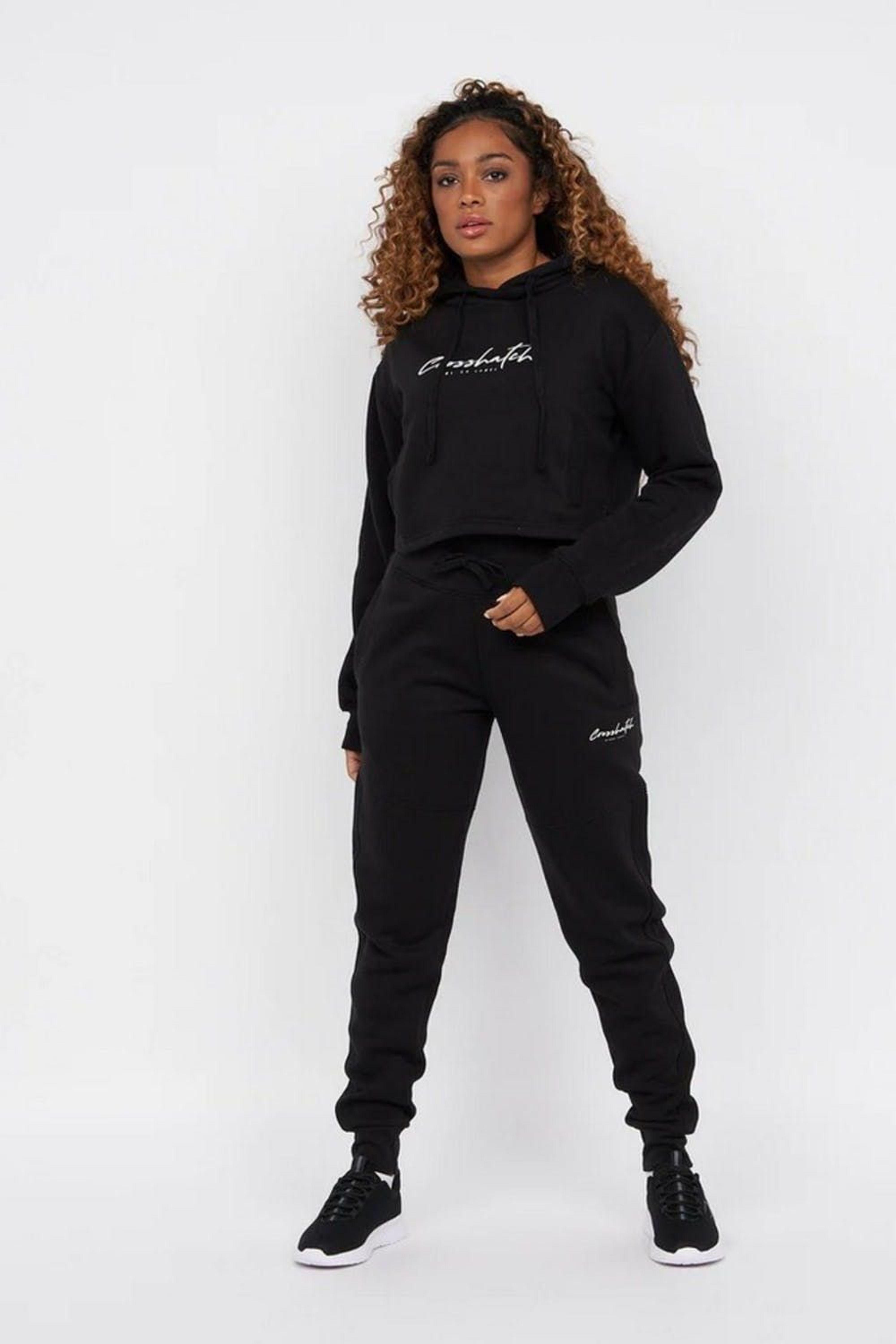 Crosshatch Crushaw Crop Hoodie in Black Lyst