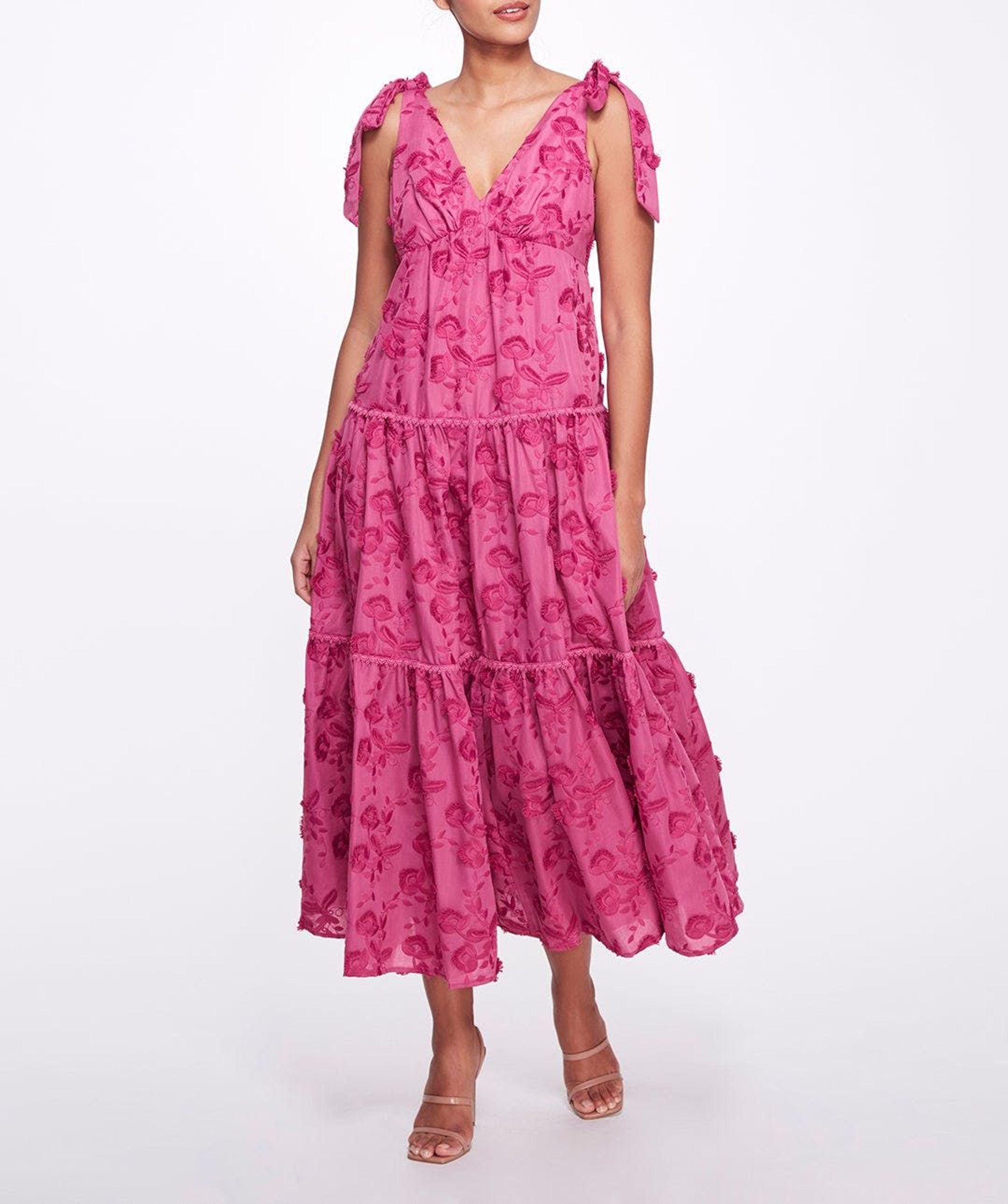 Marchesa notte Tie Strap Maxi Dress in Pink Lyst
