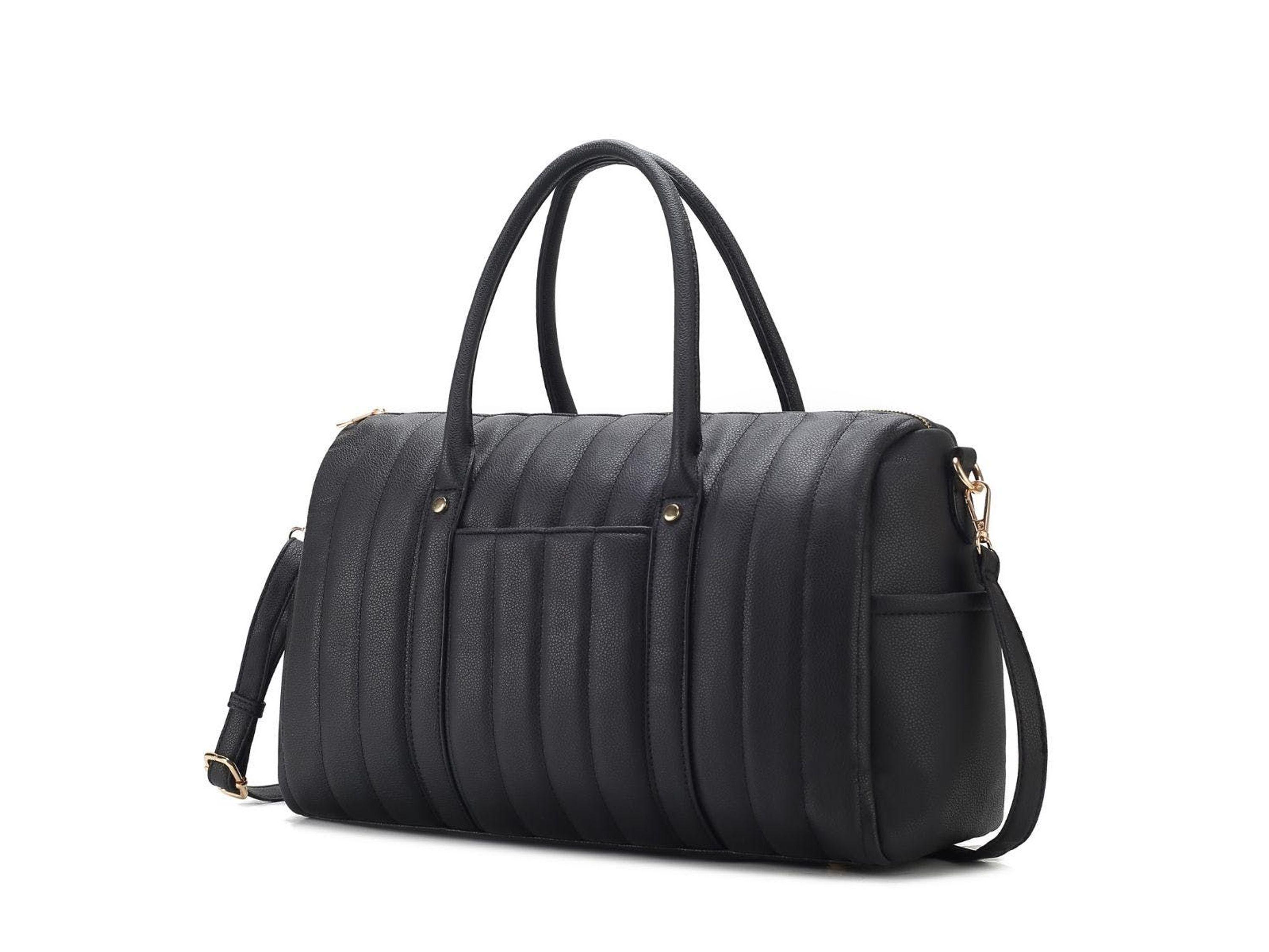 MKF Collection by Mia K Luana Quilted Vegan Leather Duffle Bag in Black