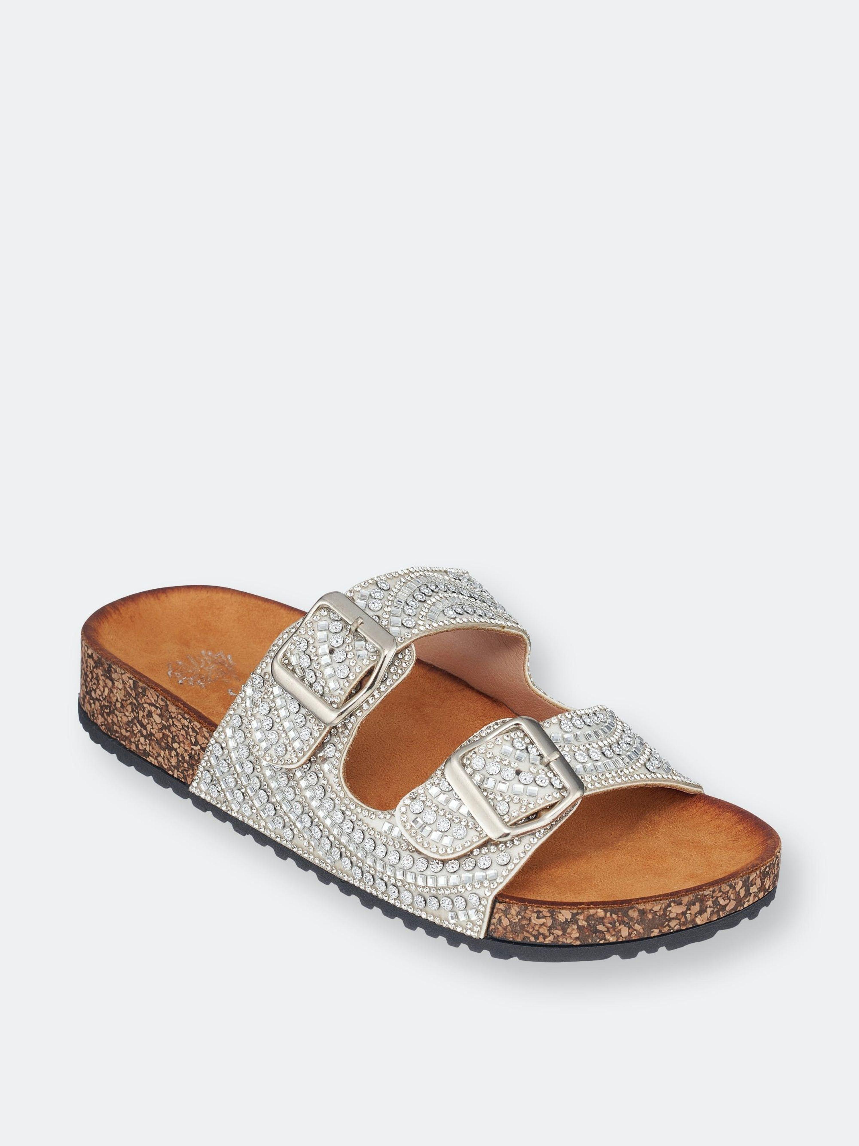 Gc Shoes Holly Silver Footbed Sandals in White | Lyst