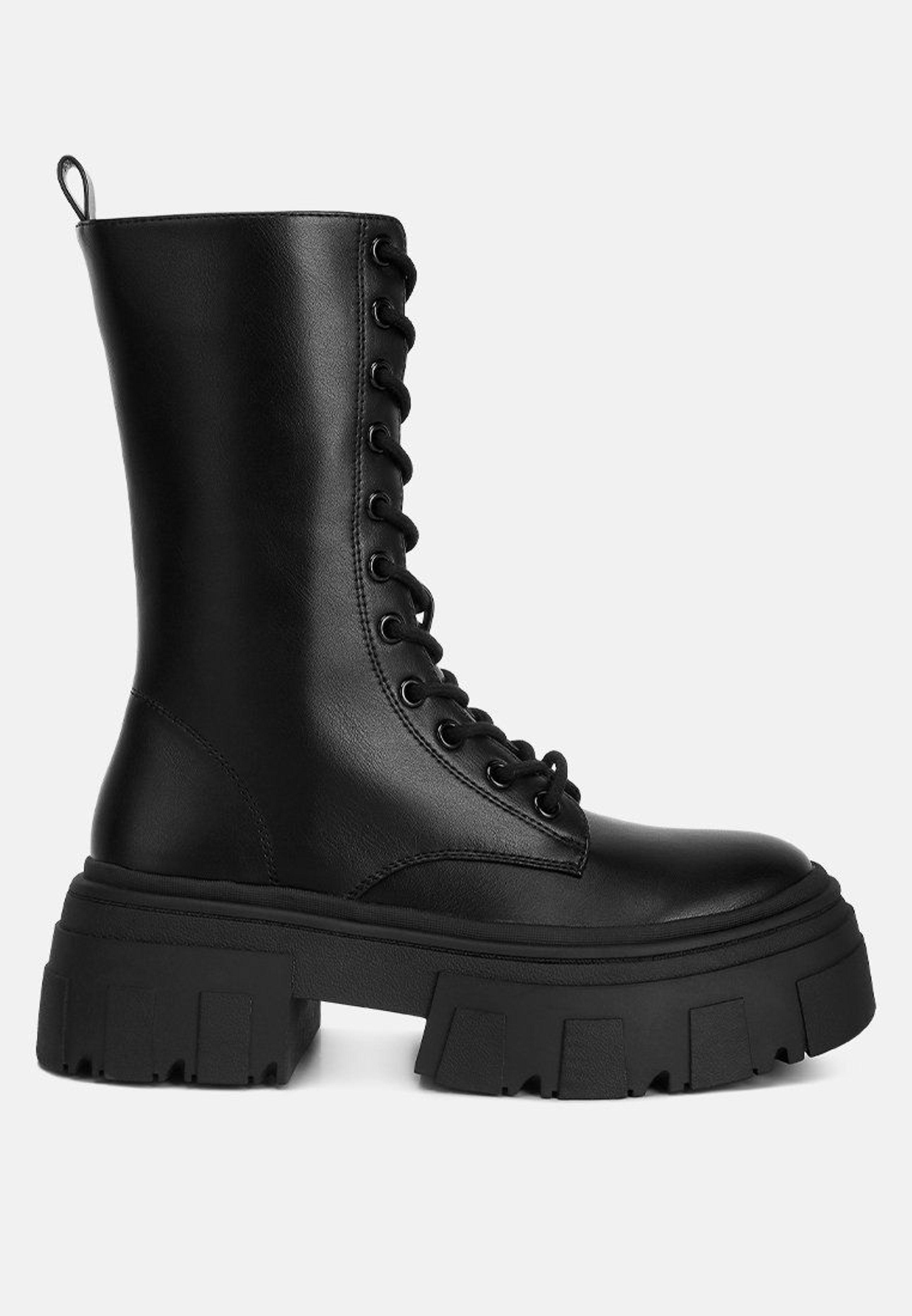 LONDON RAG Tatum Faux Leather Combat Chunky Boots in Black Lyst