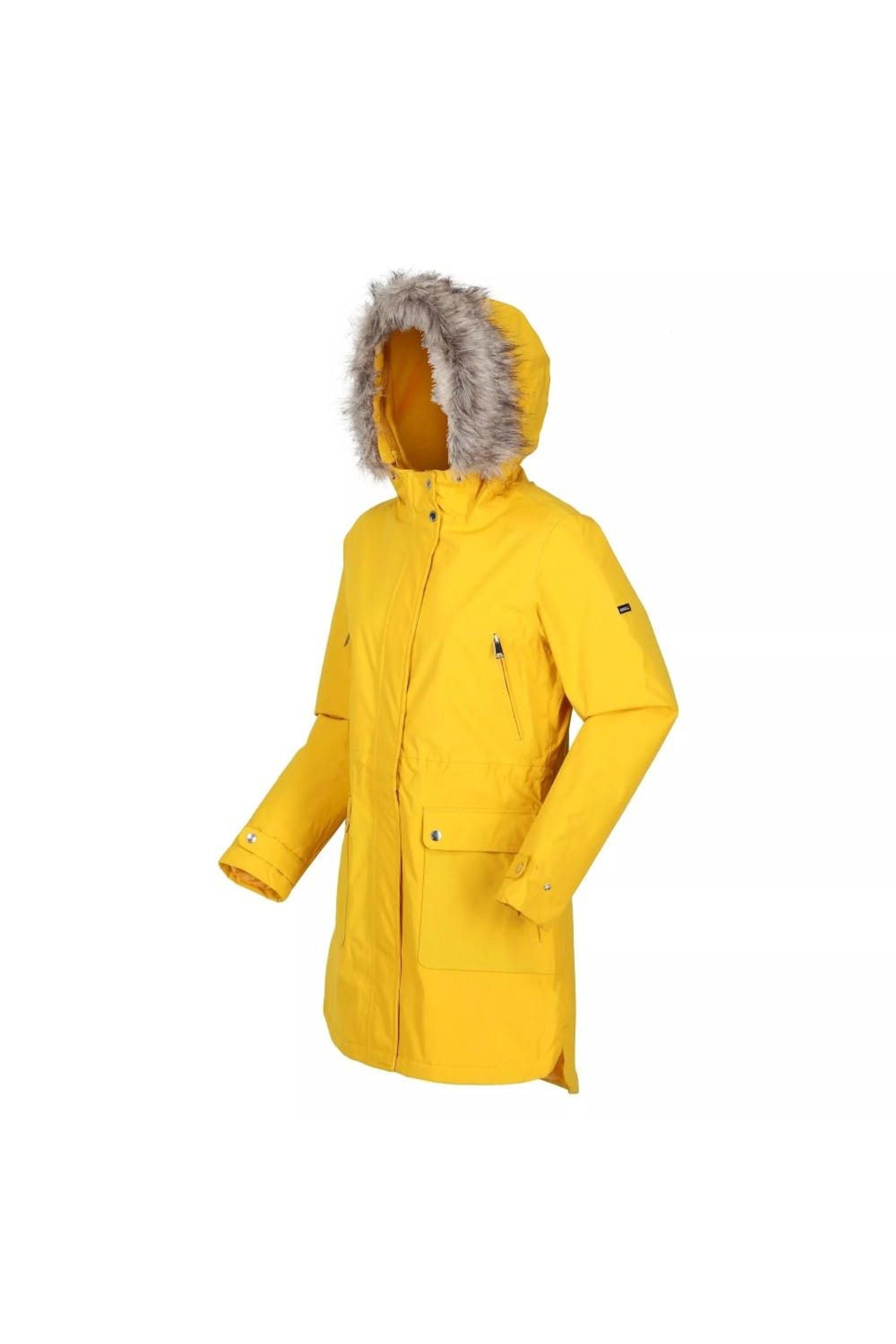 Regatta Sabinka Faux Fur Trim Parka Jacket in Yellow | Lyst