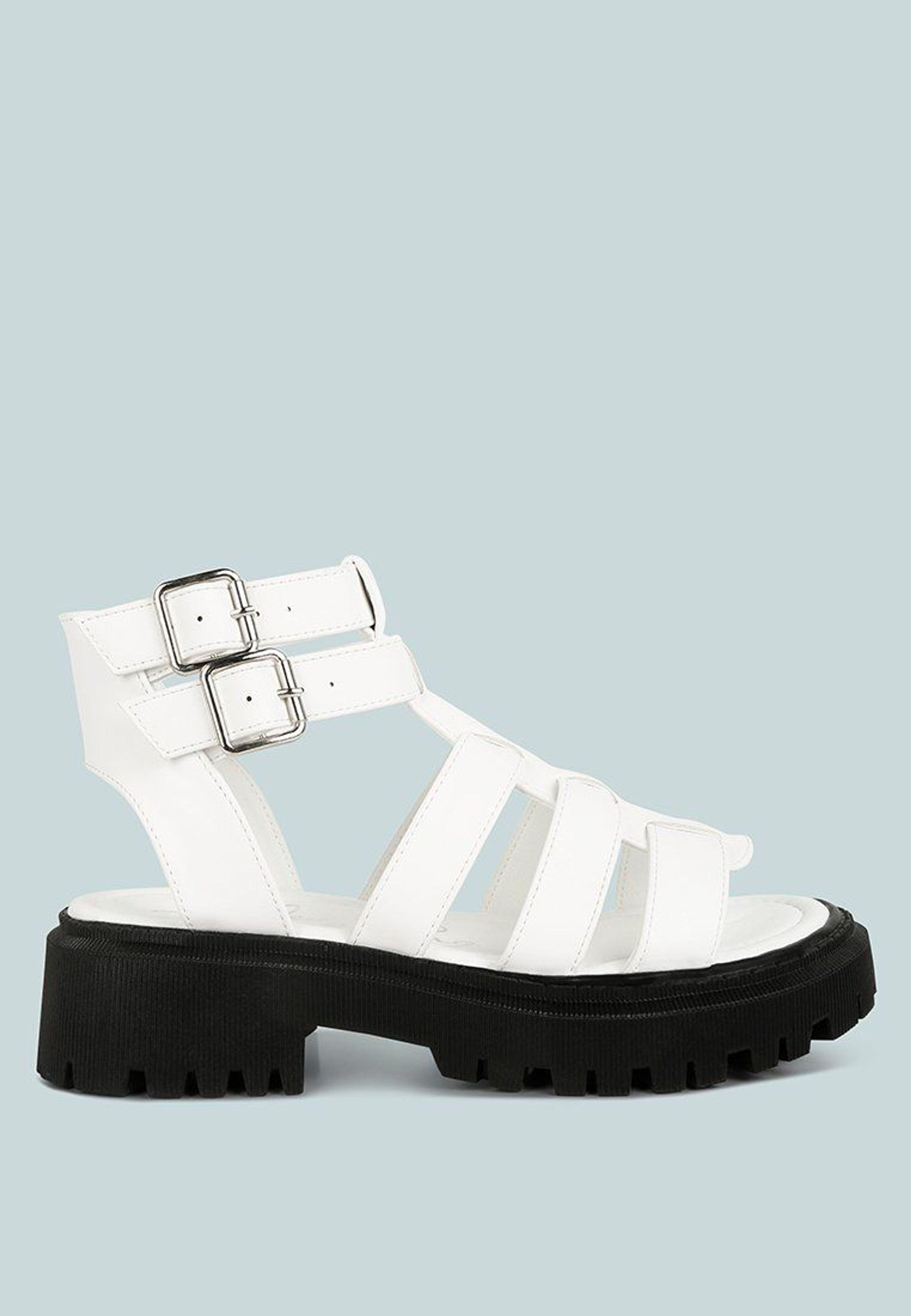 White chunky cheap gladiator sandals