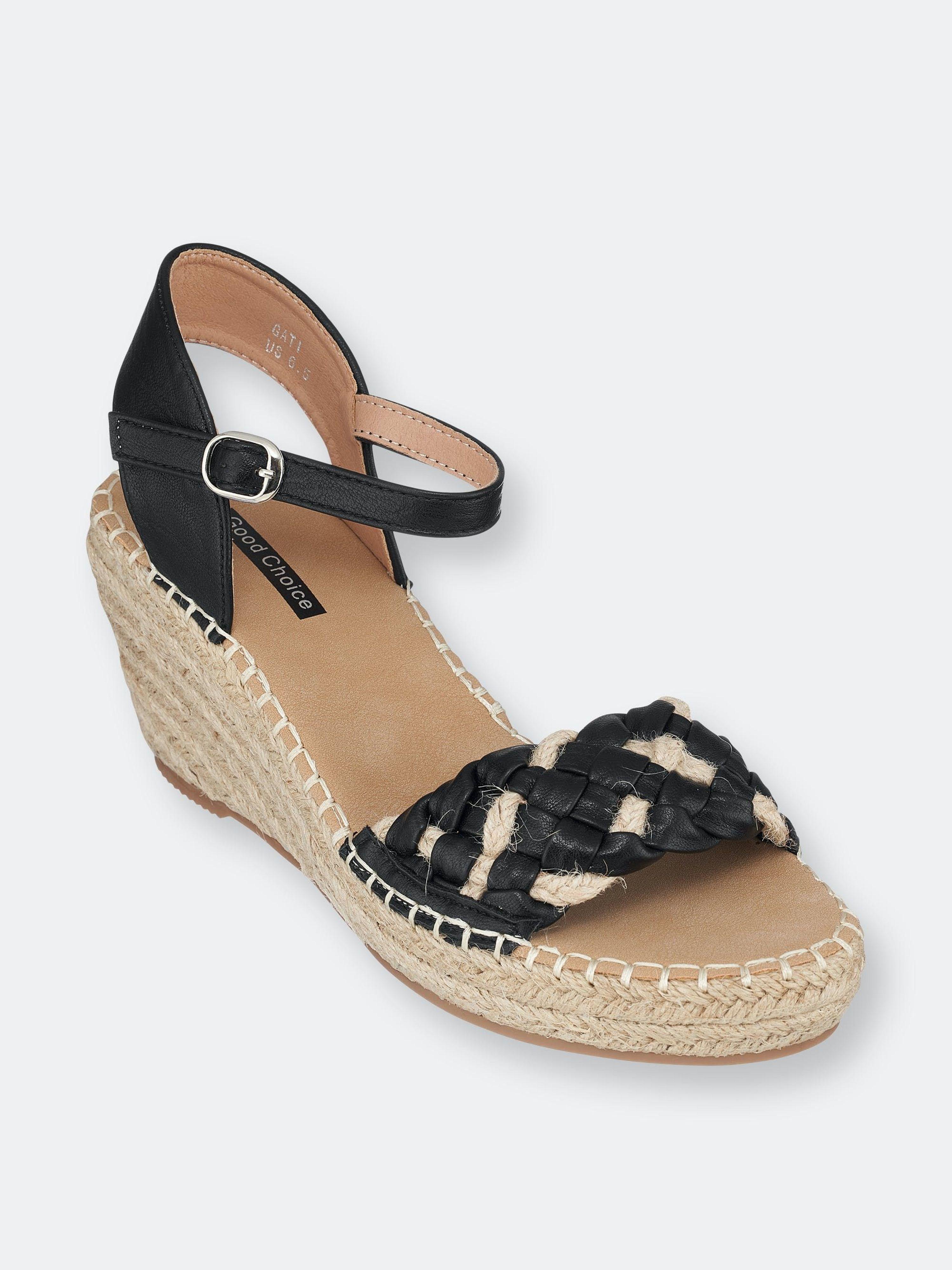 Gc Shoes Cati Black Espadrille Wedge Sandals in Metallic Lyst