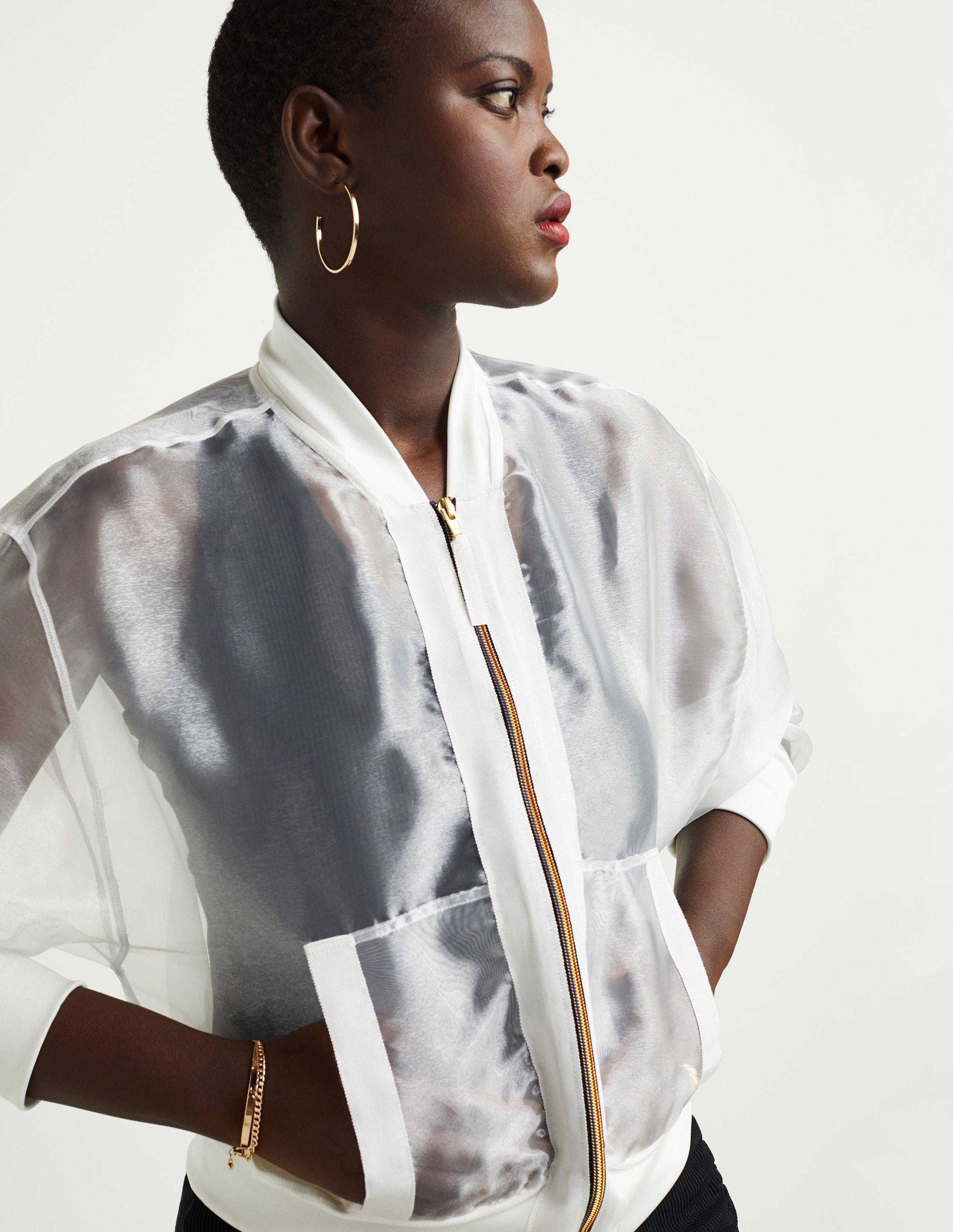 GSTQ Sheer Bomber Jacket in Gray Lyst