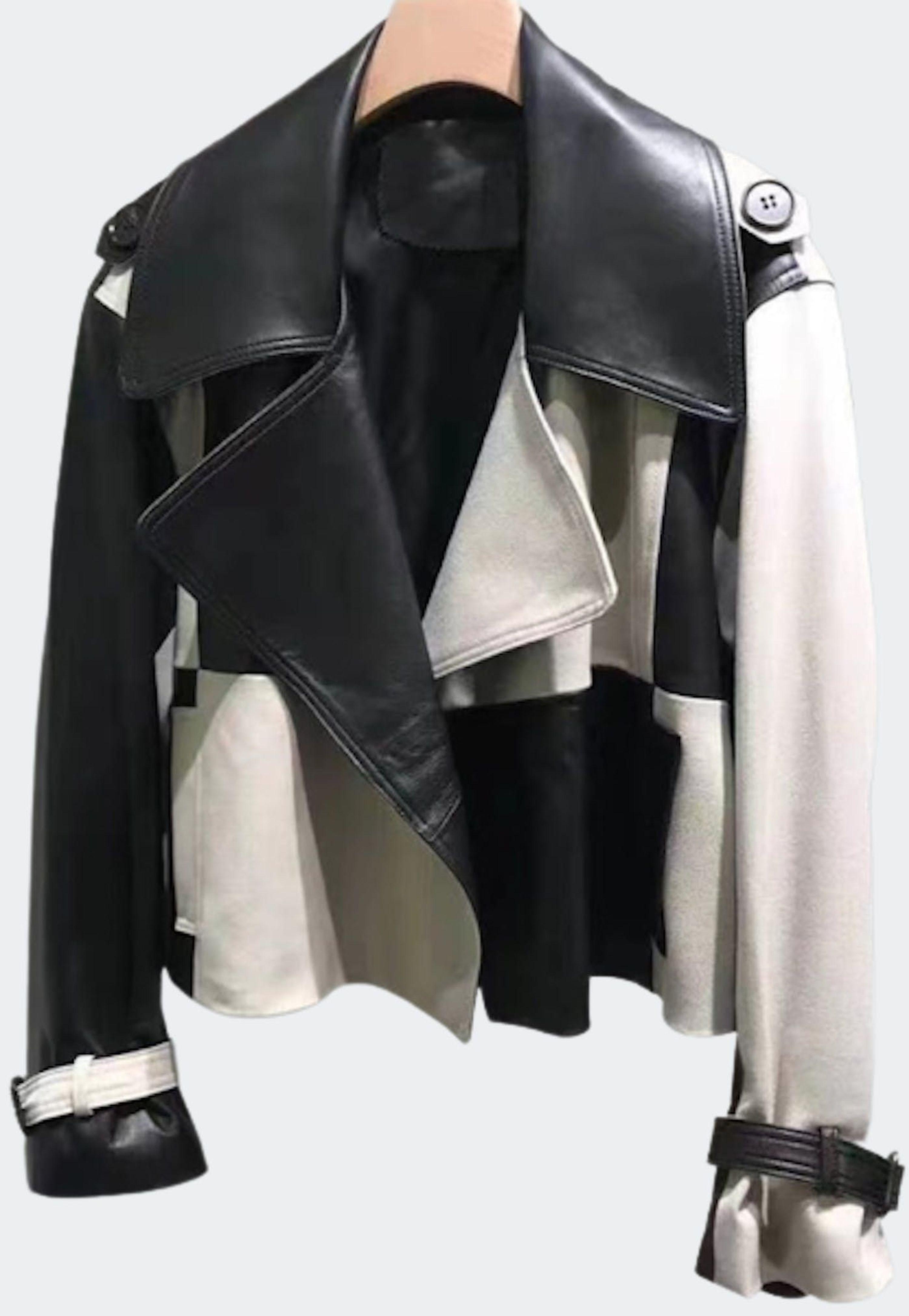 Madonna & Co. 2-tone Leather Trench Jacket in Black | Lyst