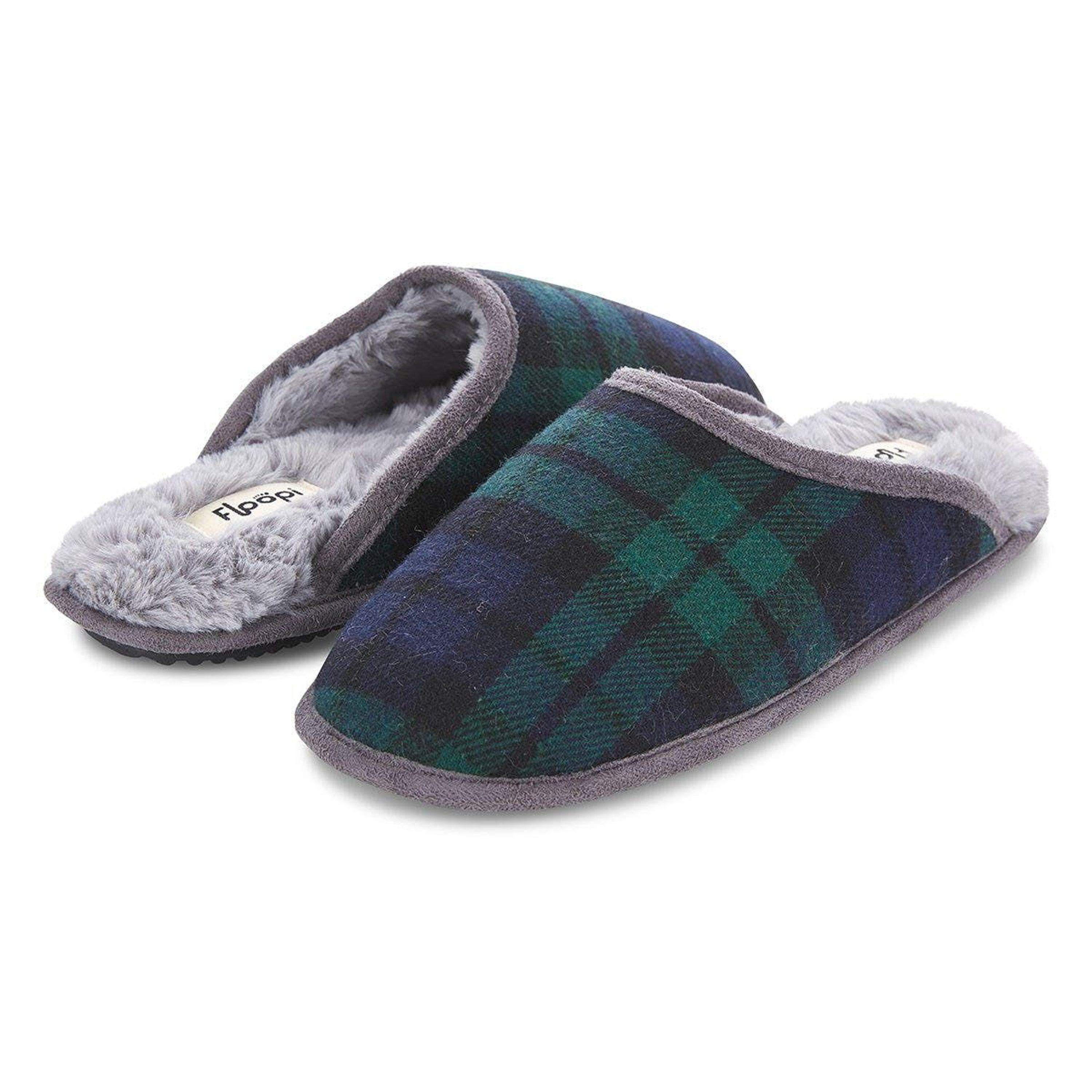 FLOOPI Kelly Plaid Scuff Slippers in Blue | Lyst