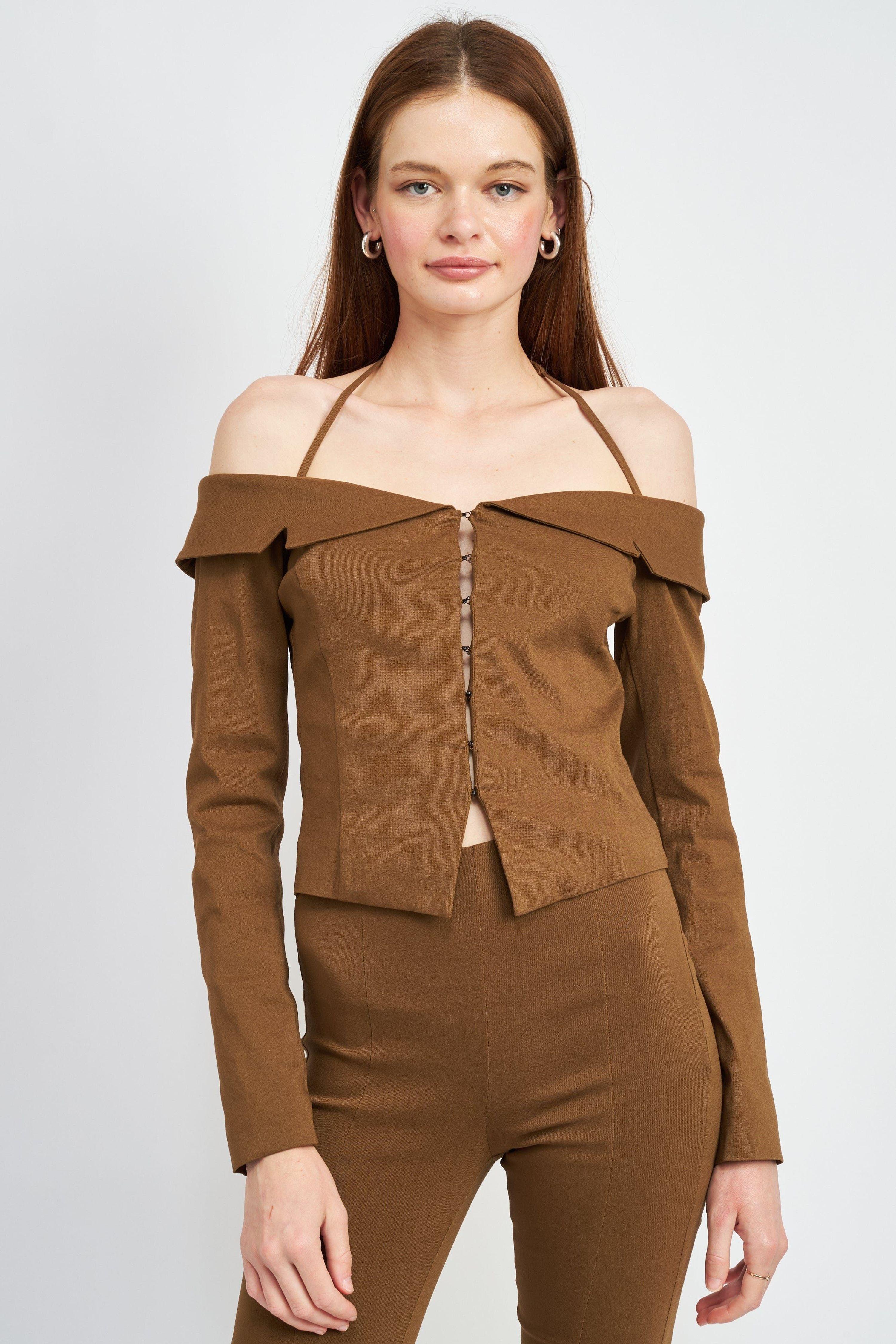 Emory Park check buckle detail corset top in brown - part of a set