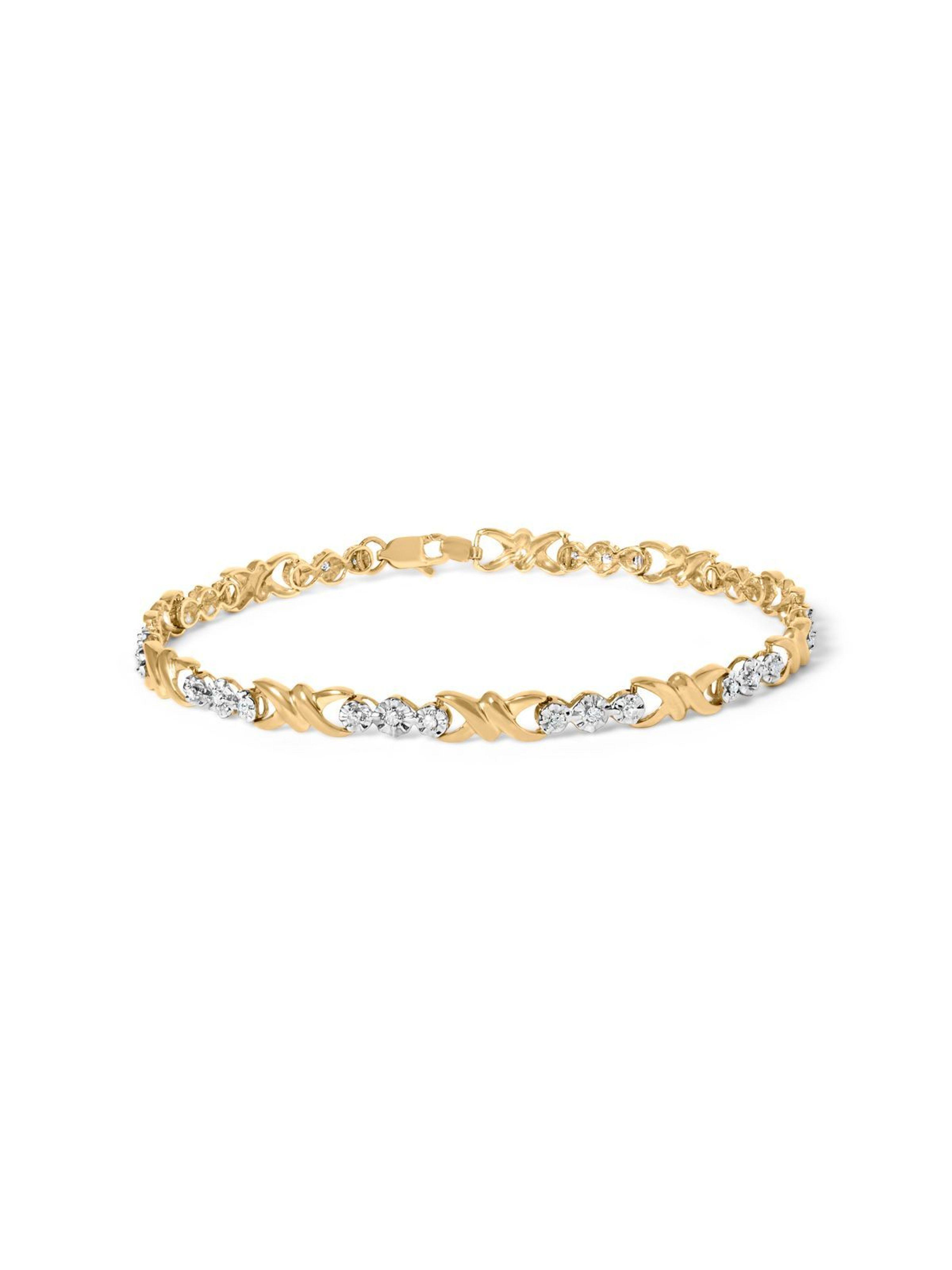 1/6 ct tw Diamond Clover Bracelet in 10K Rose Gold