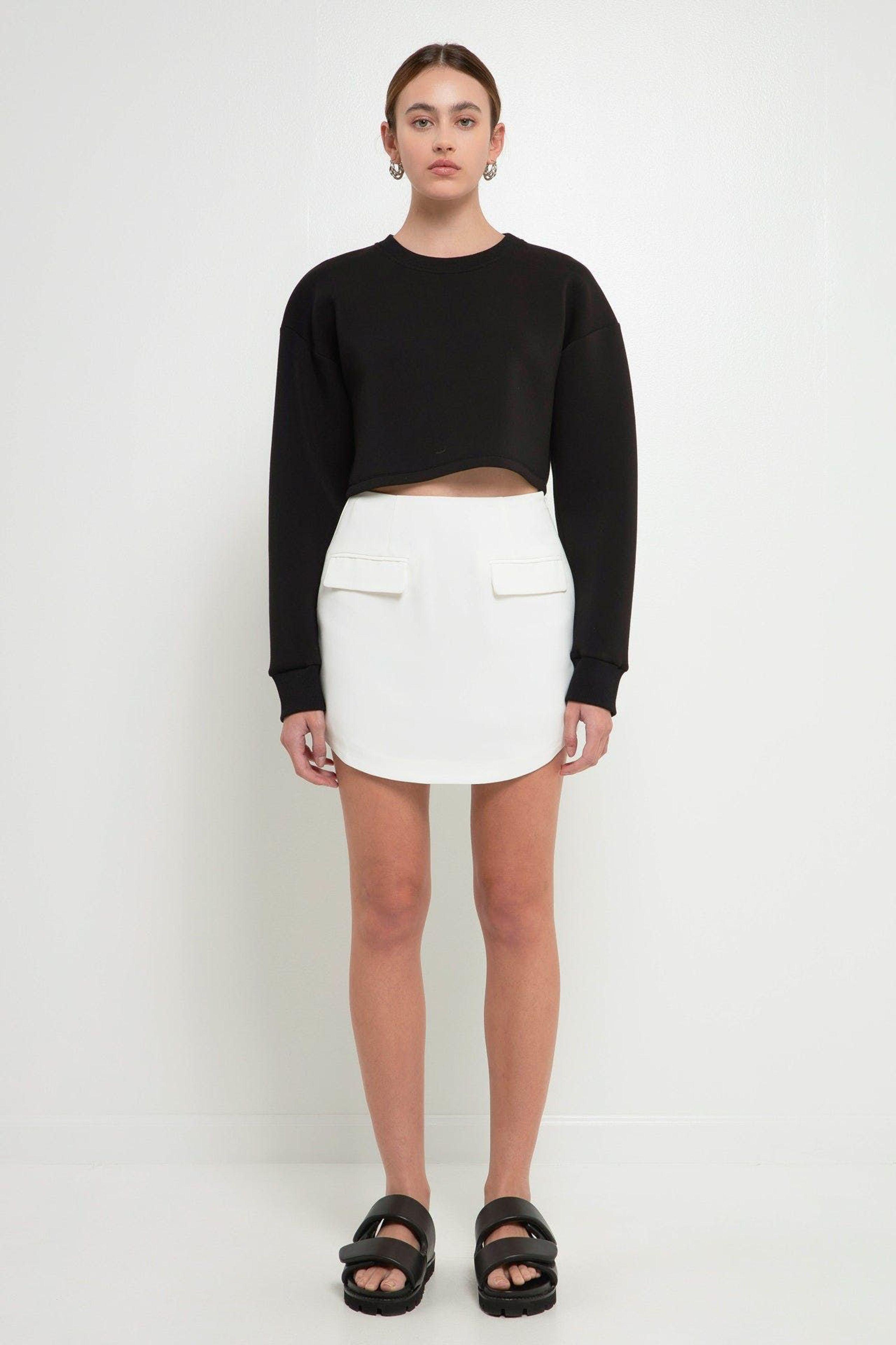 Grey Lab Curved Opening Mini Skirt in Black Lyst