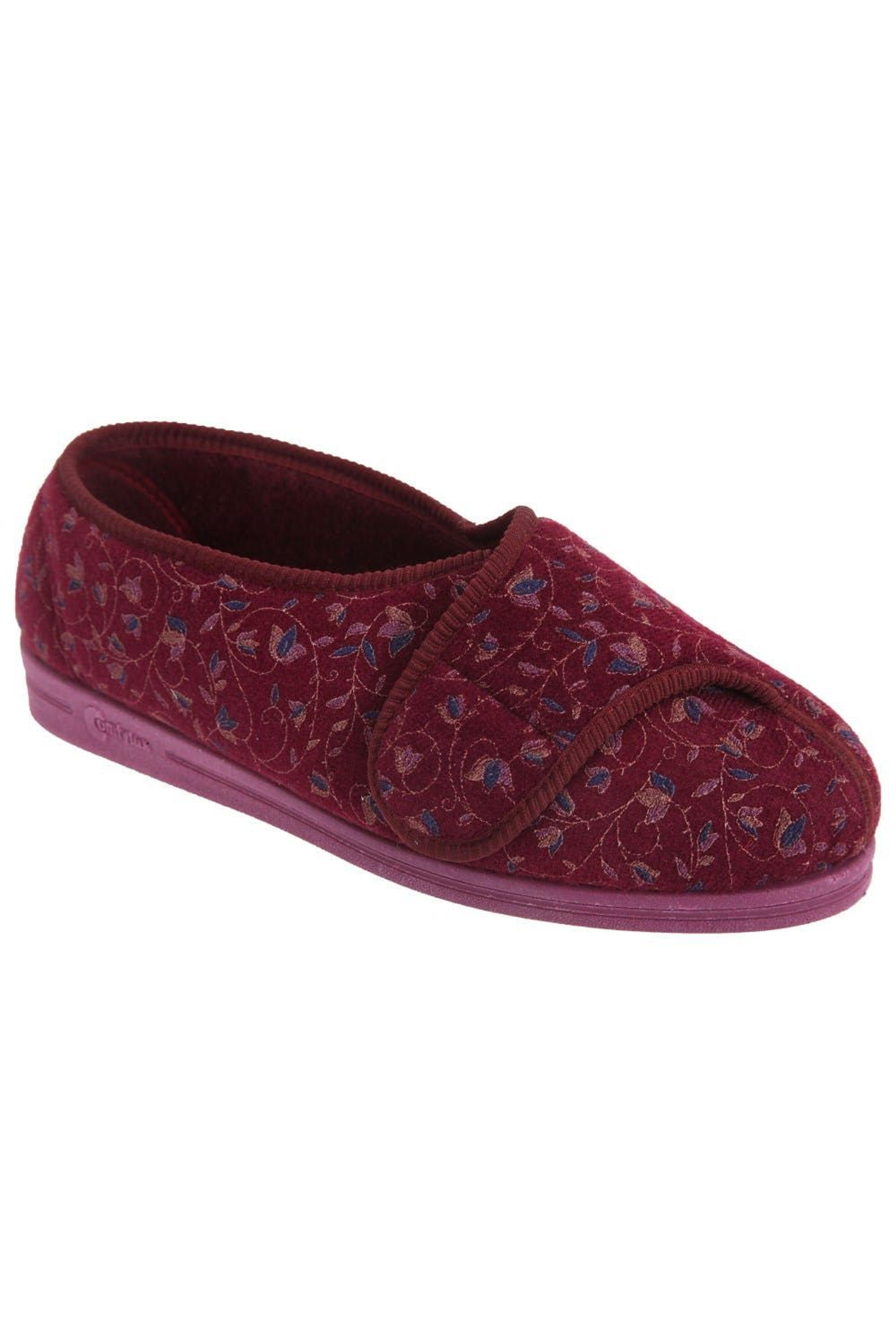 Comfylux Helen Floral Superwide Slippers in Red | Lyst