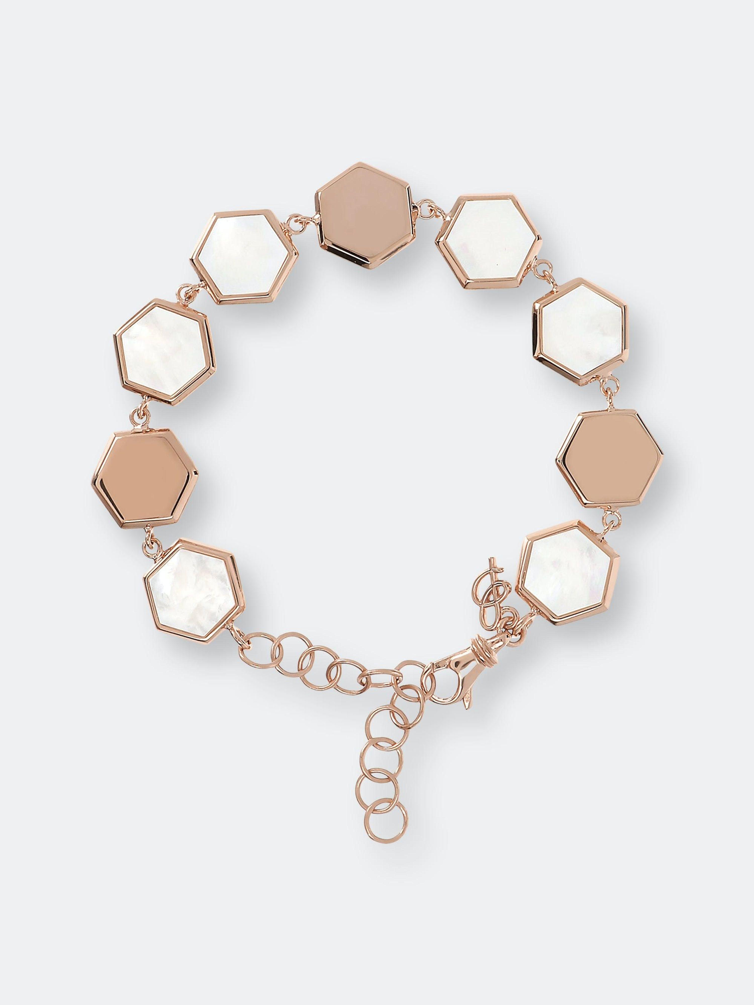 Bronzallure Multi Hexagonal Bracelet in White