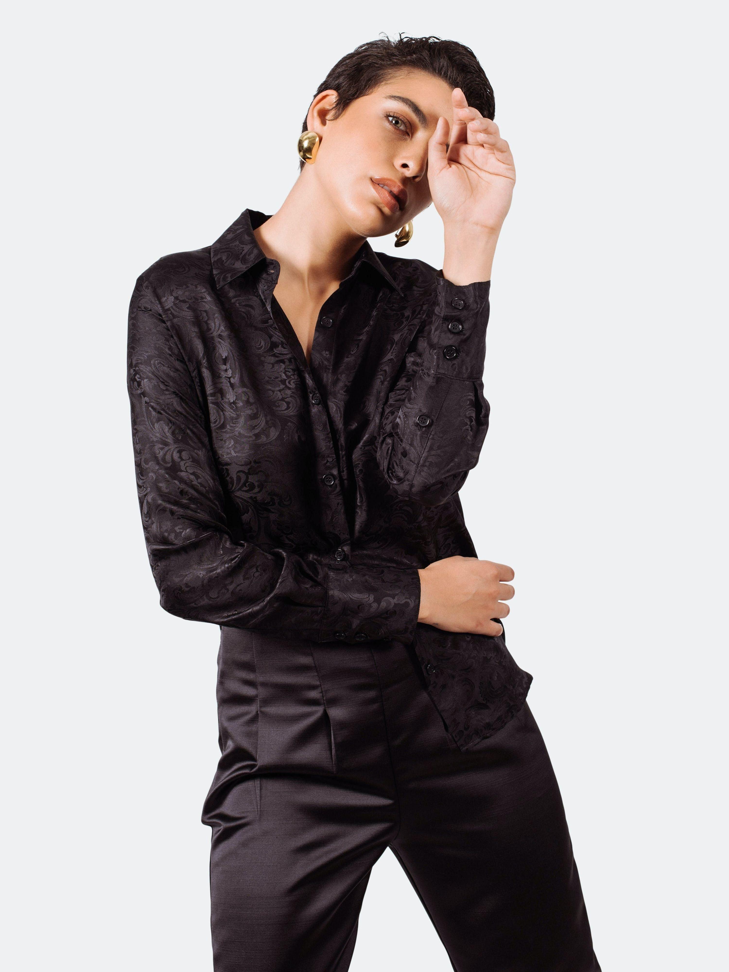 Le Réussi Elegance Silk Shirt in Black Lyst