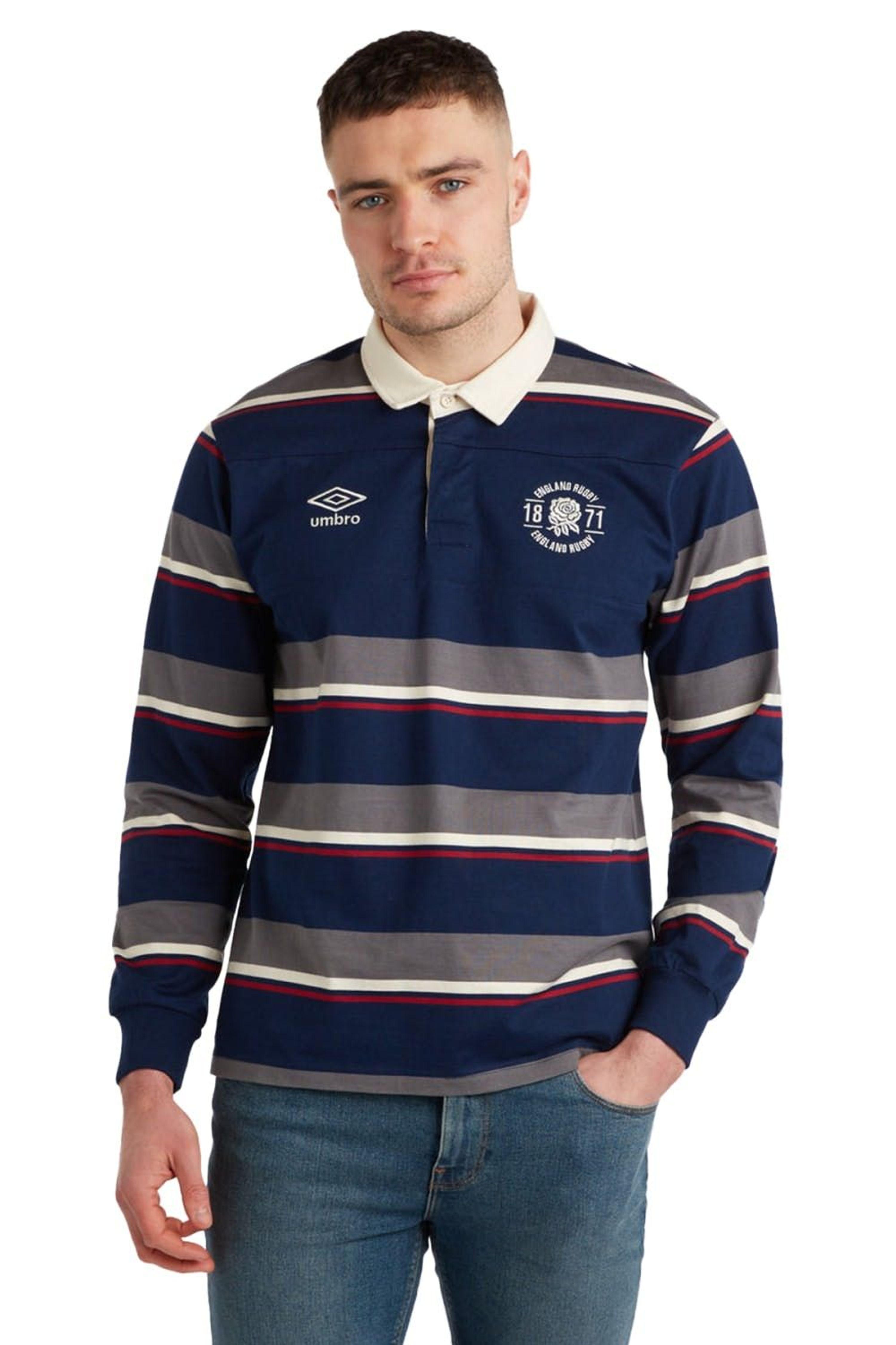 Umbro England Rugby Long-sleeved Polo T-shirt in Blue for Men | Lyst