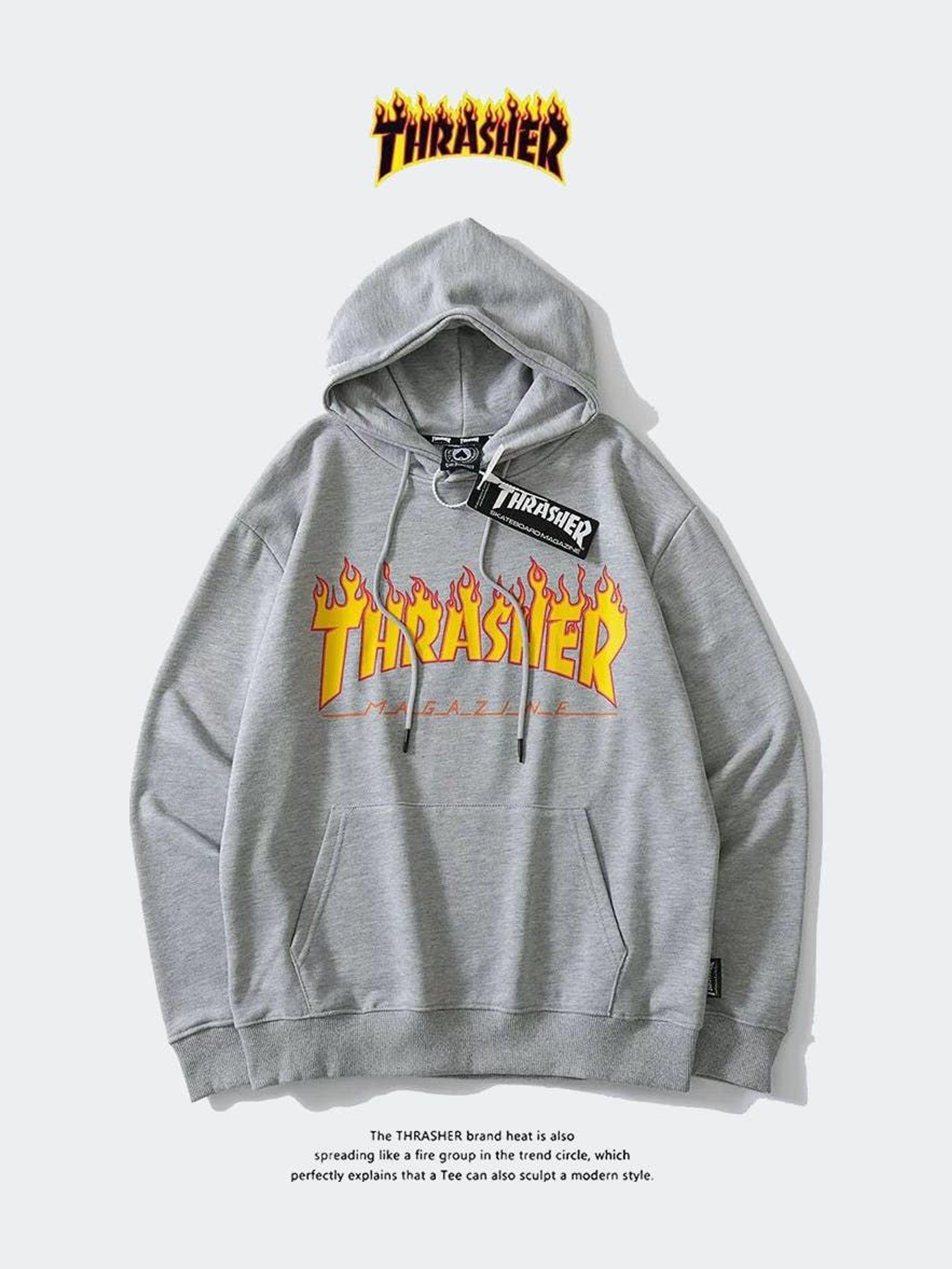 Sheshow Thrasher Flame Logo Pullover Hoodie in Gray for Men | Lyst