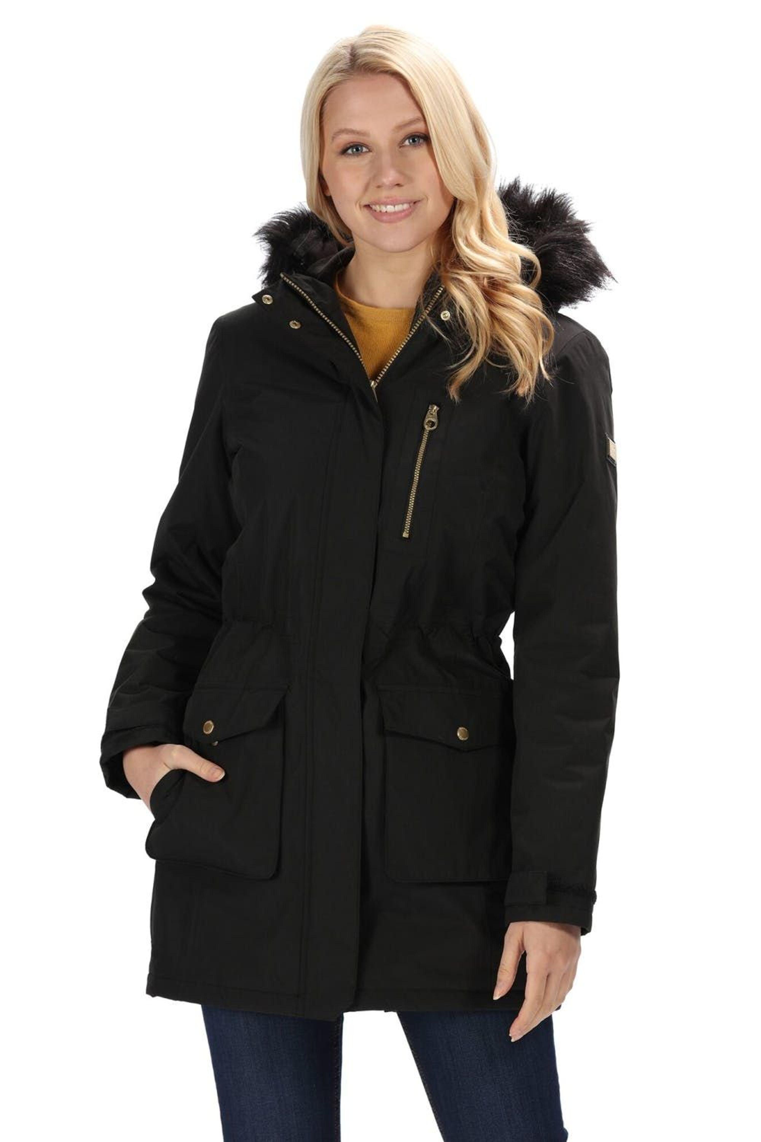 Regatta Serleena Fur Trimmed Waterproof Parka Jacket in Black | Lyst