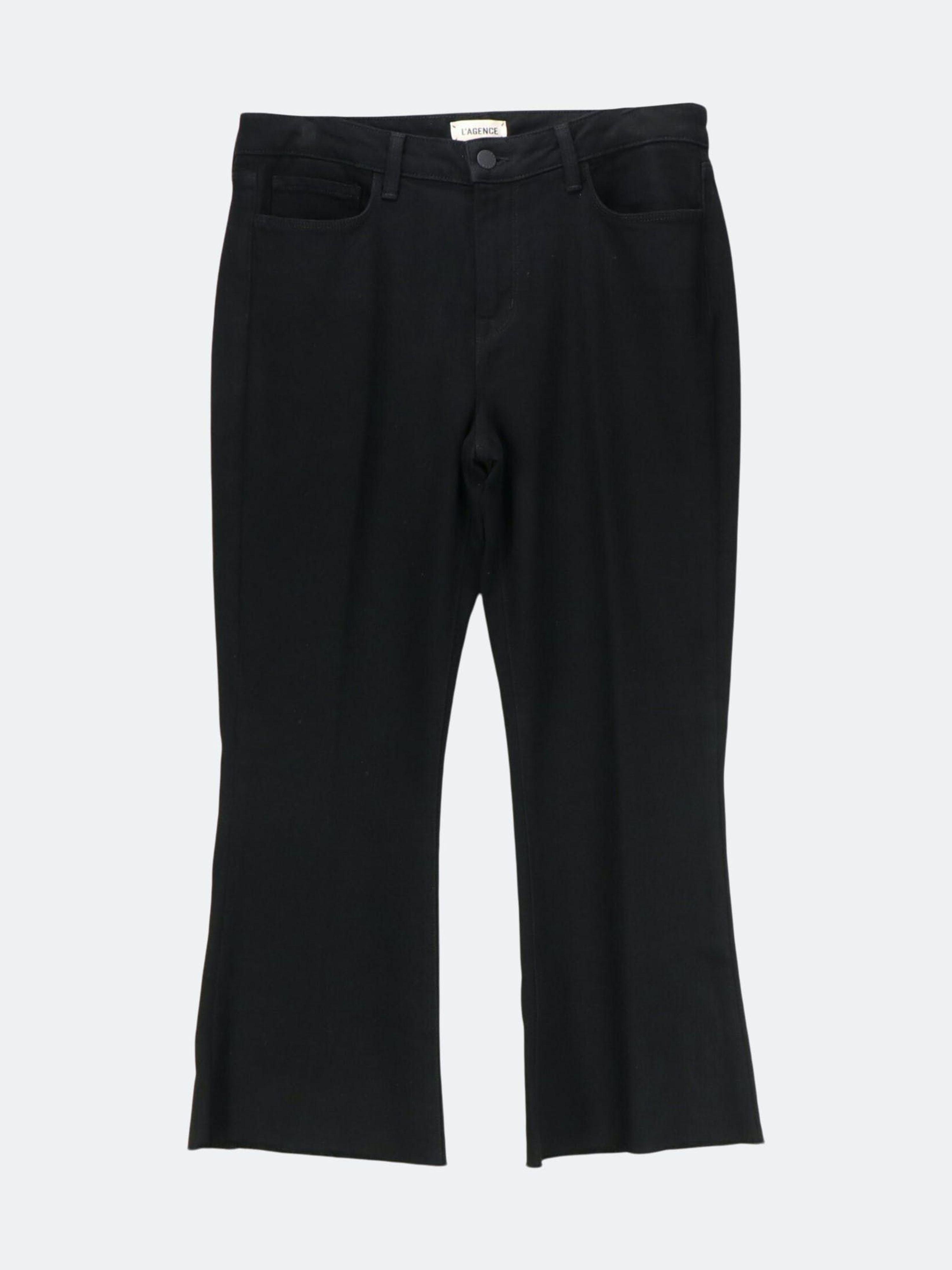 L'Agence Noir Sophia High Rise Cropped Flare Pants & Capri in Black