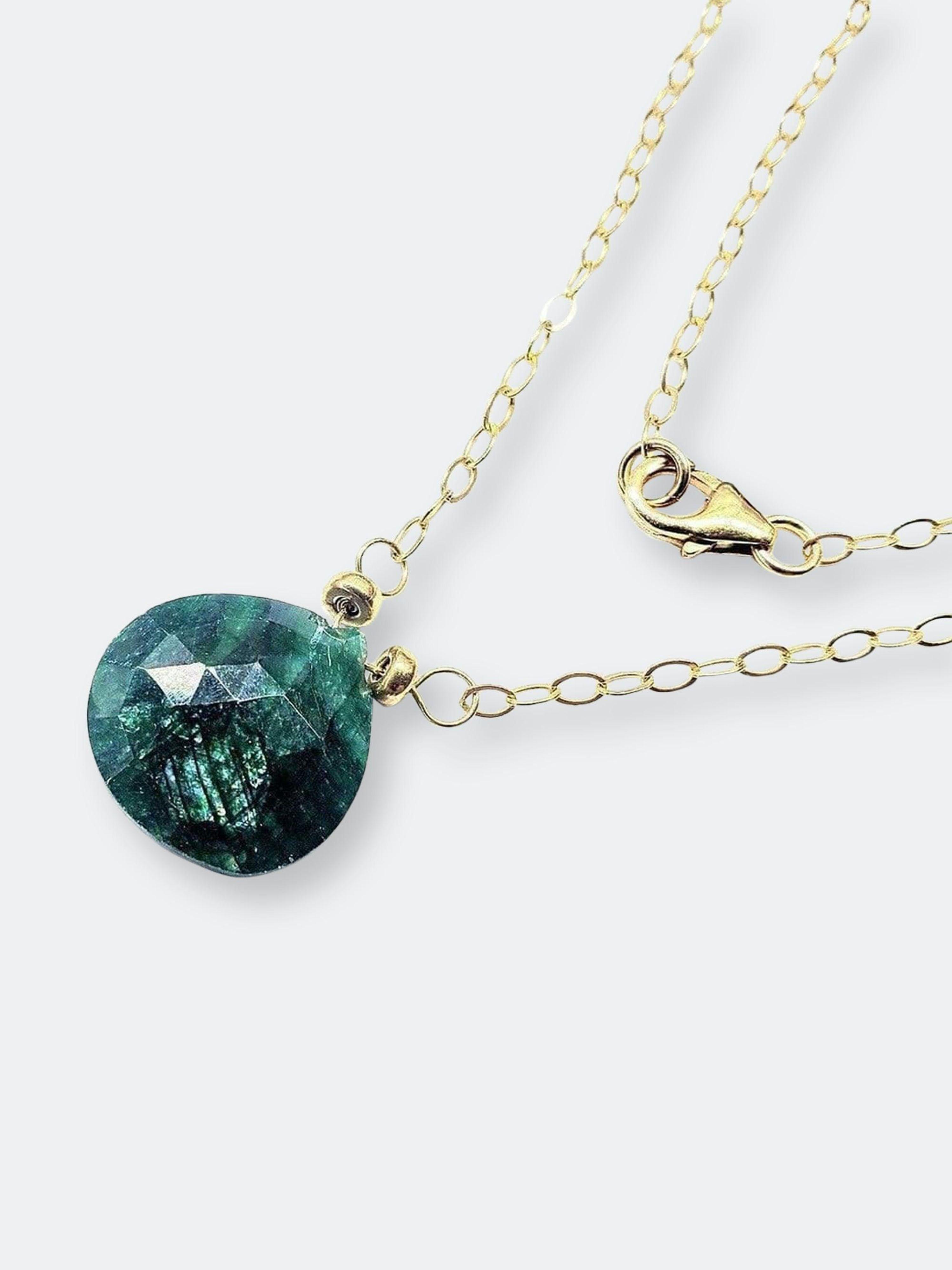 Alexa Martha Designs Emerald Pear Drop Necklace in White | Lyst
