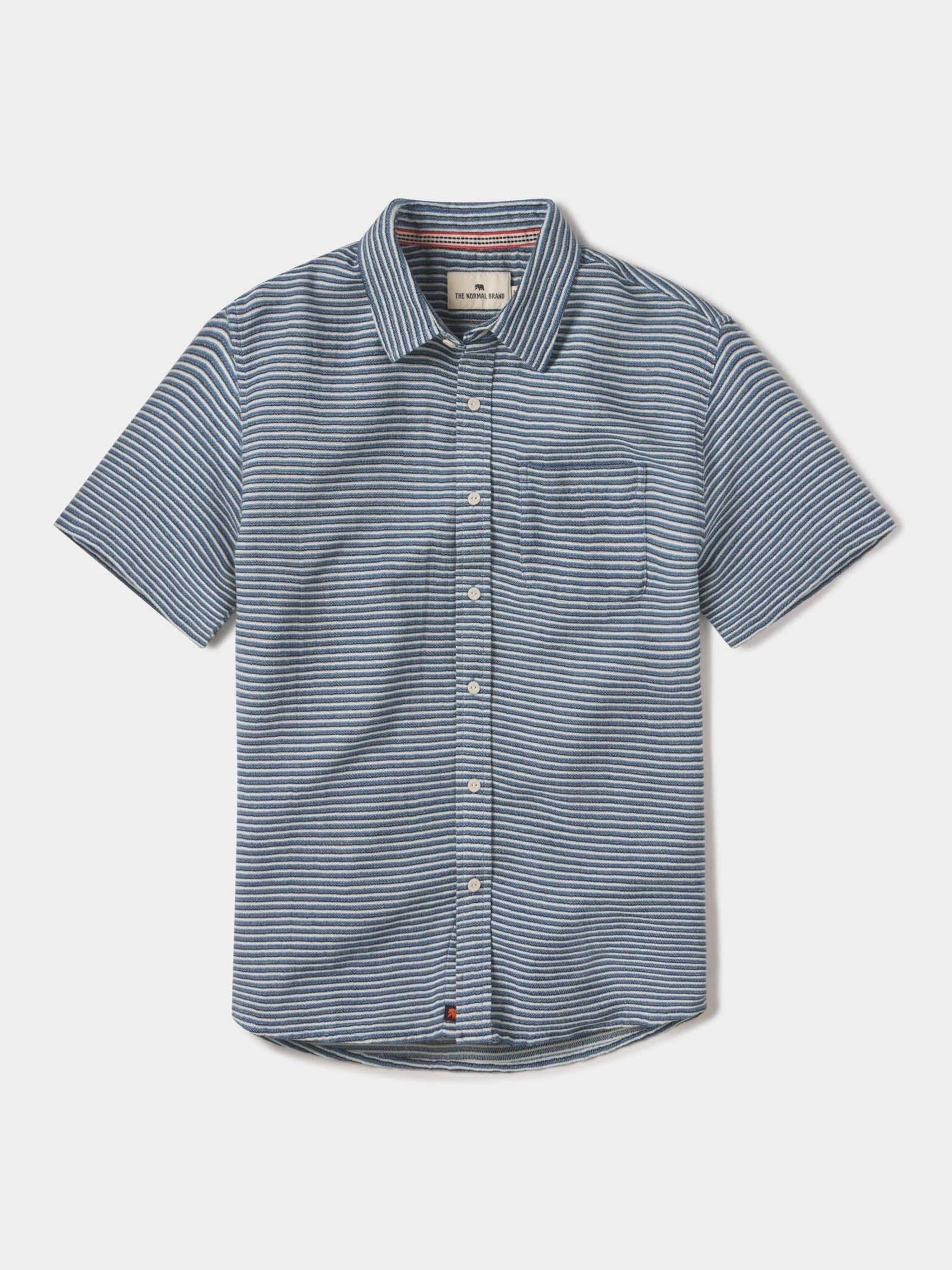 The Normal Brand Pos Freshwater Short Sleeve Button Up Shirt in Blue | Lyst