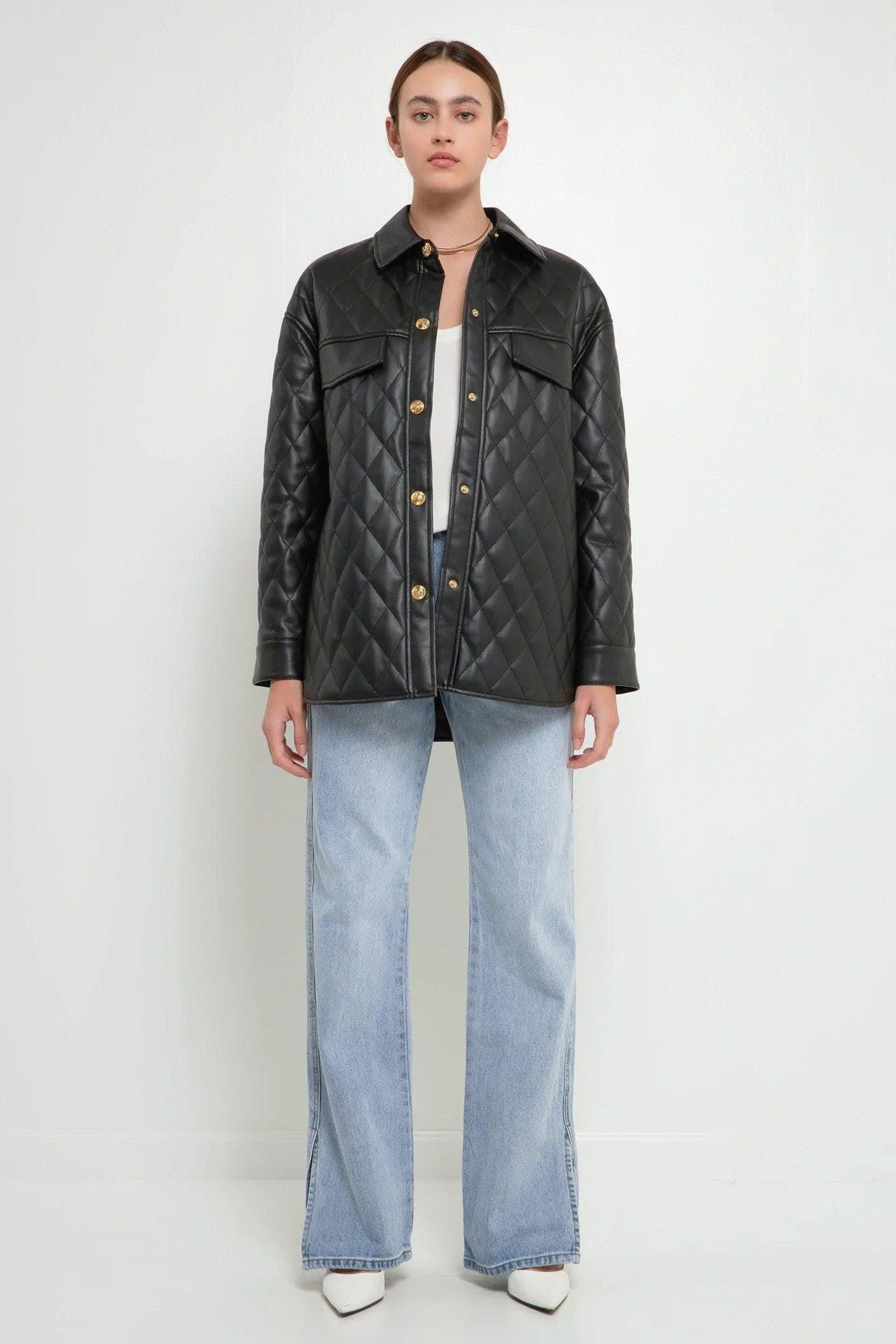 Grey Lab Quilted Faux Leather Jacket in Blue Lyst