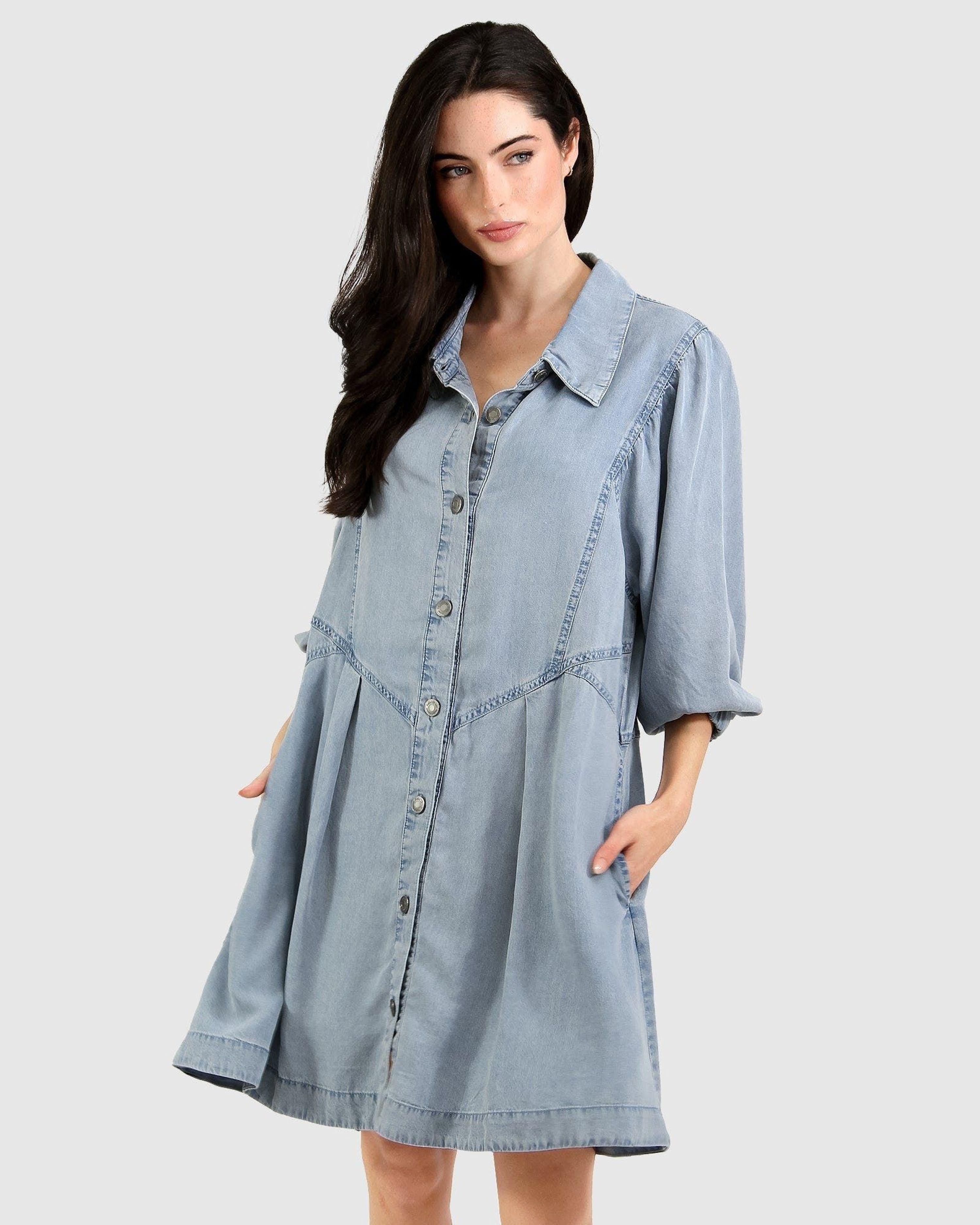 Belle & Bloom Supercut Denim Dress in Blue Lyst