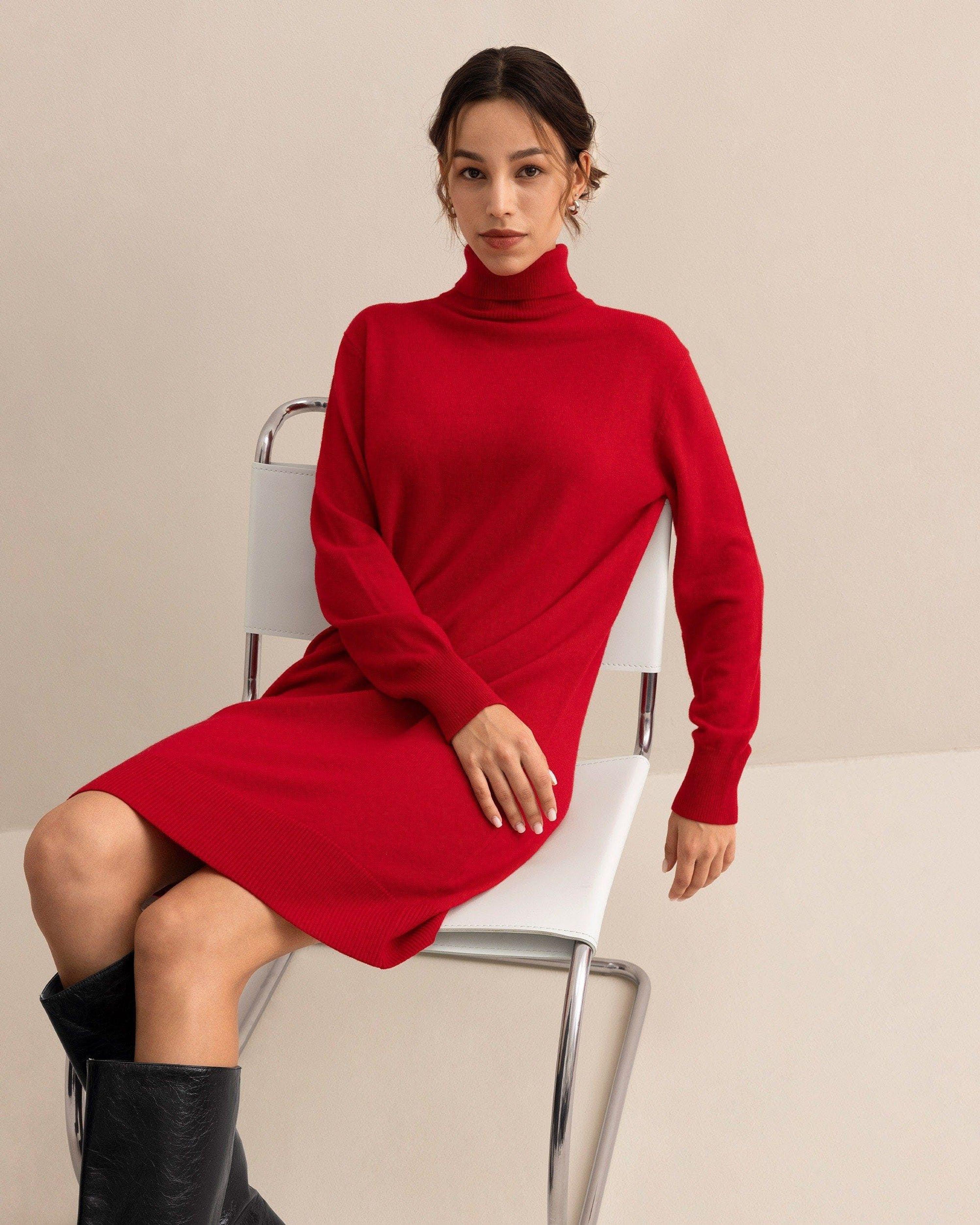 Red shop silk turtleneck
