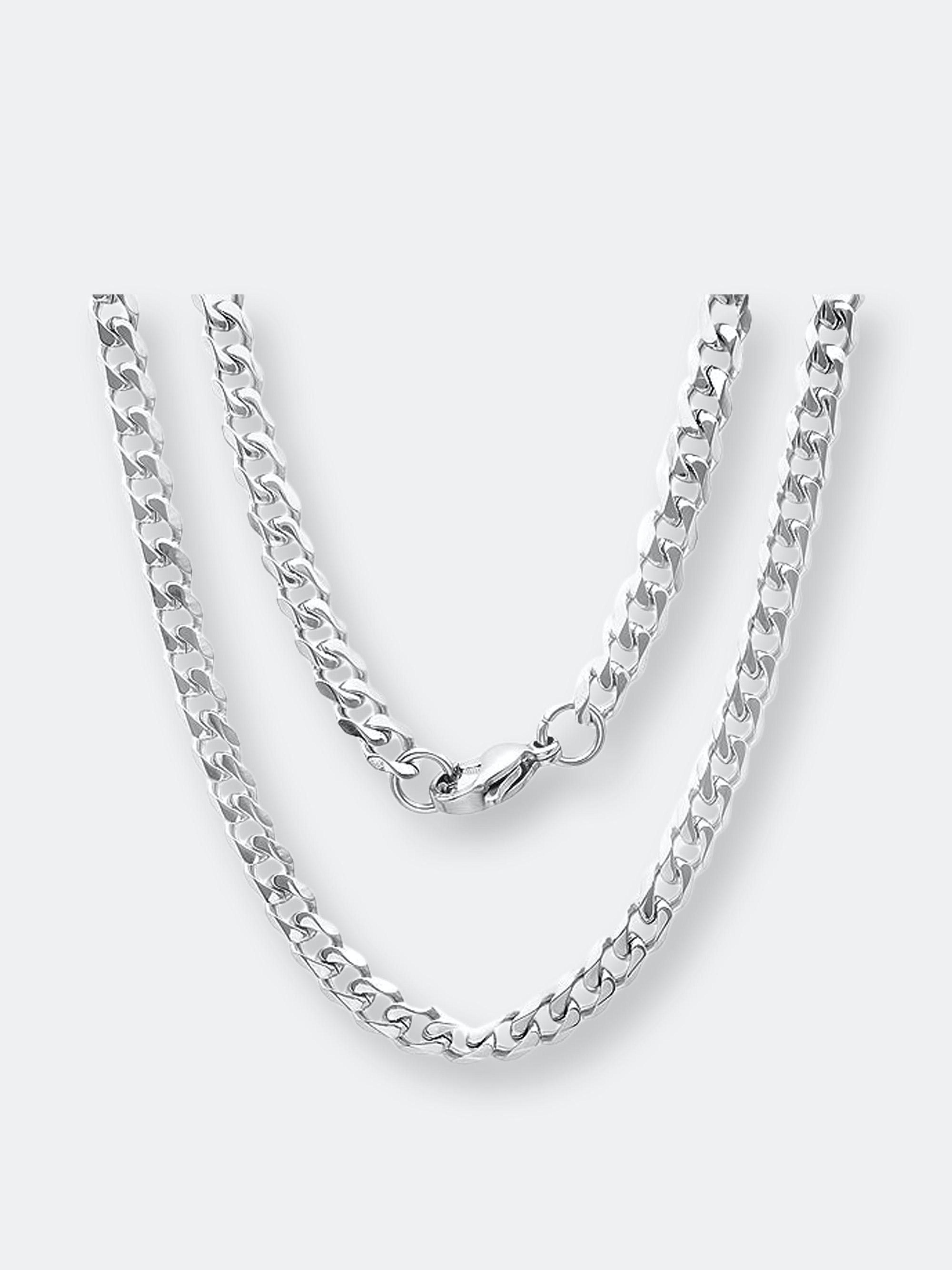 Steeltime 5mm Classic Cuban Chain Link Necklace in White for Men | Lyst