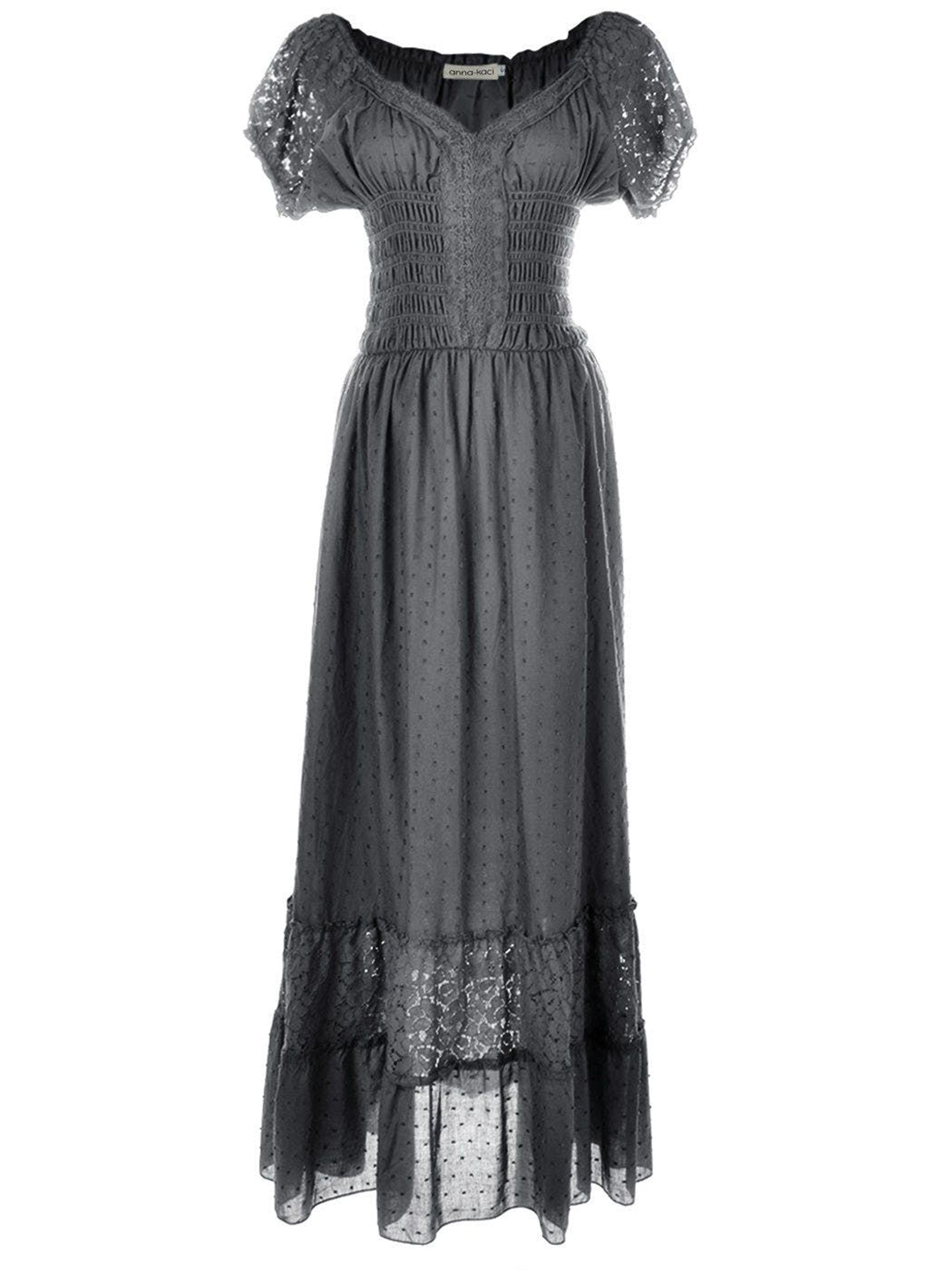 anna-kaci Renaissance Boho Lace Maxi Dress in Gray | Lyst