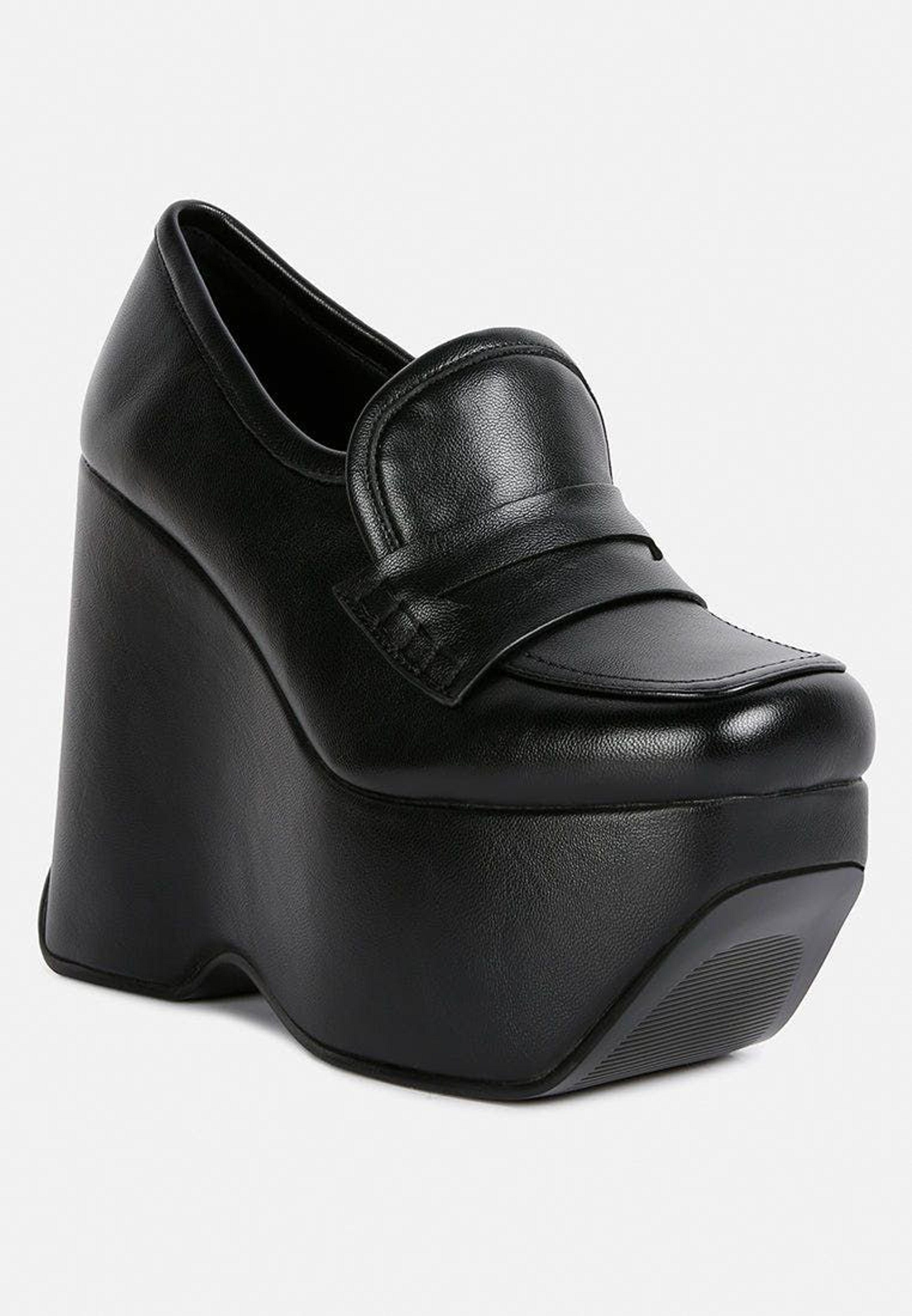 high wedge loafers