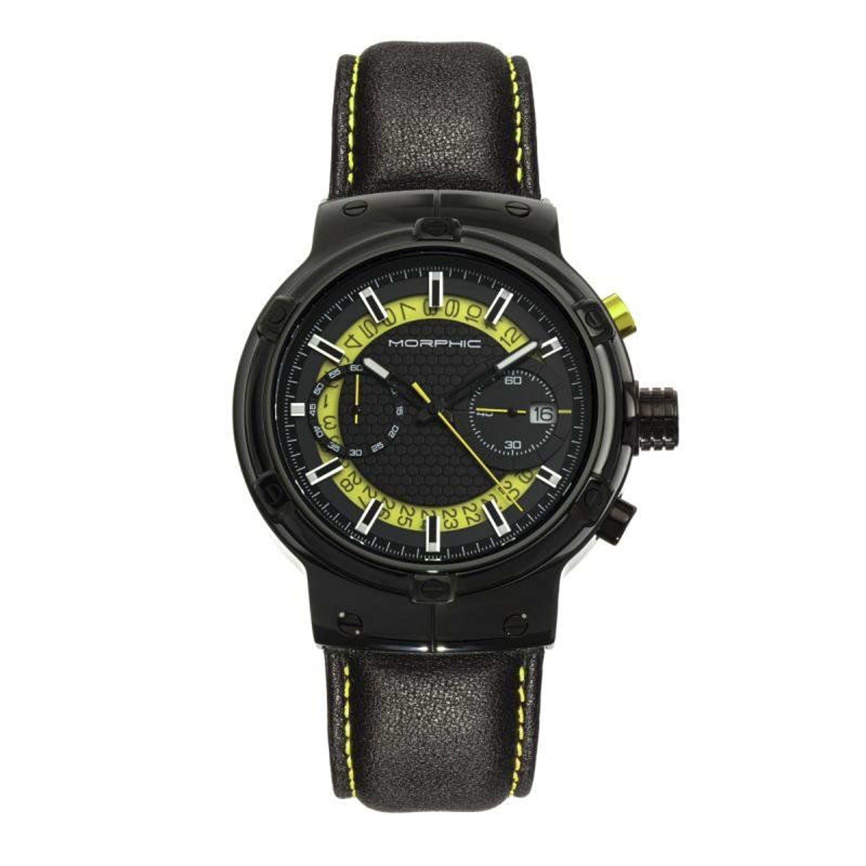 Morphic Watches Morphic M91 Series Chronograph Leather-band Watch W/date in  Green for Men | Lyst