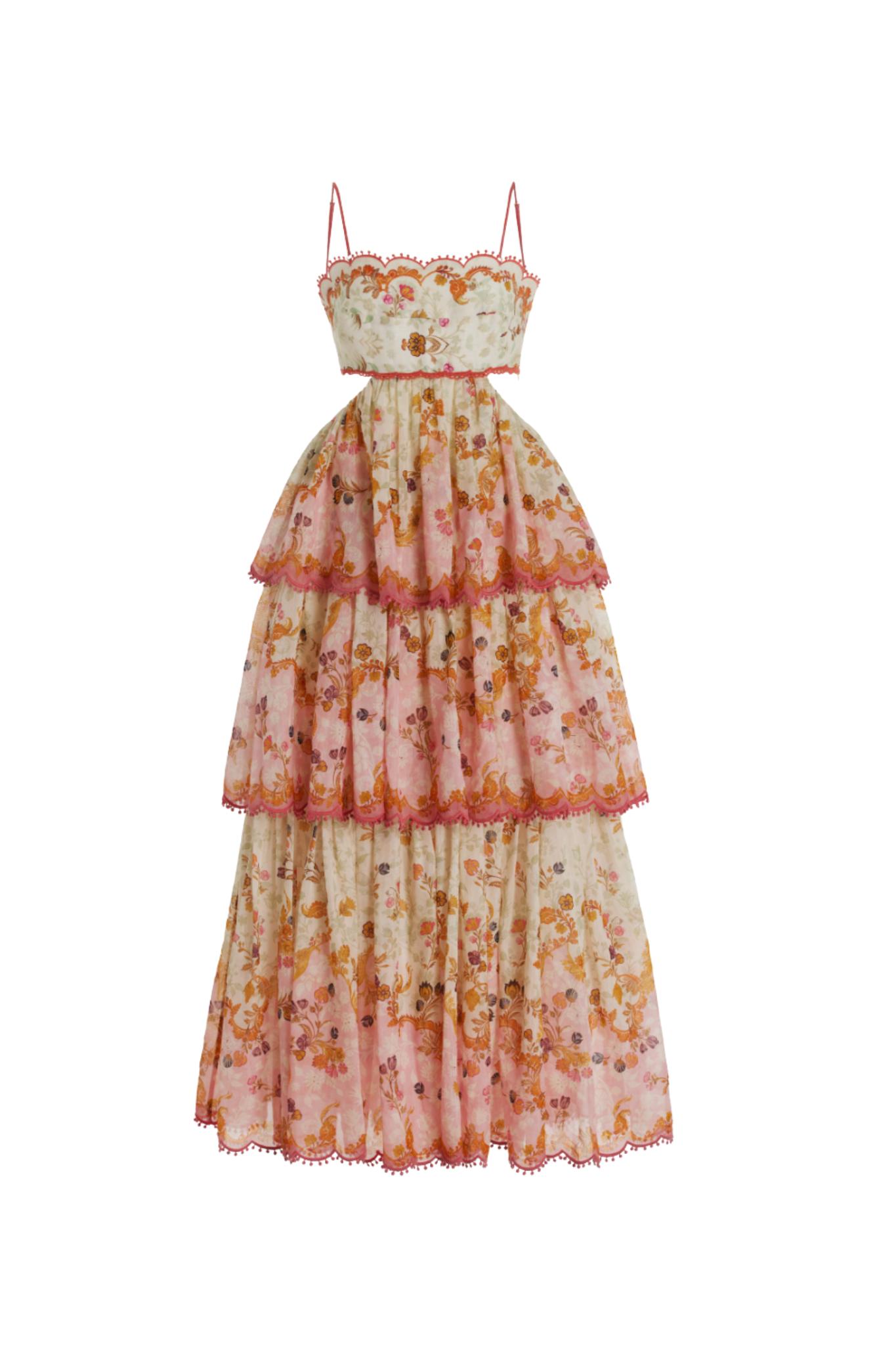 Zimmermann Laurel Frill Midi Dress in White Lyst